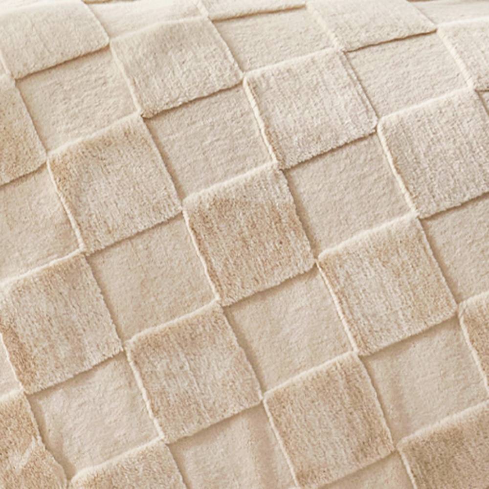 Checkerboard Faux Fur Throw Blanket