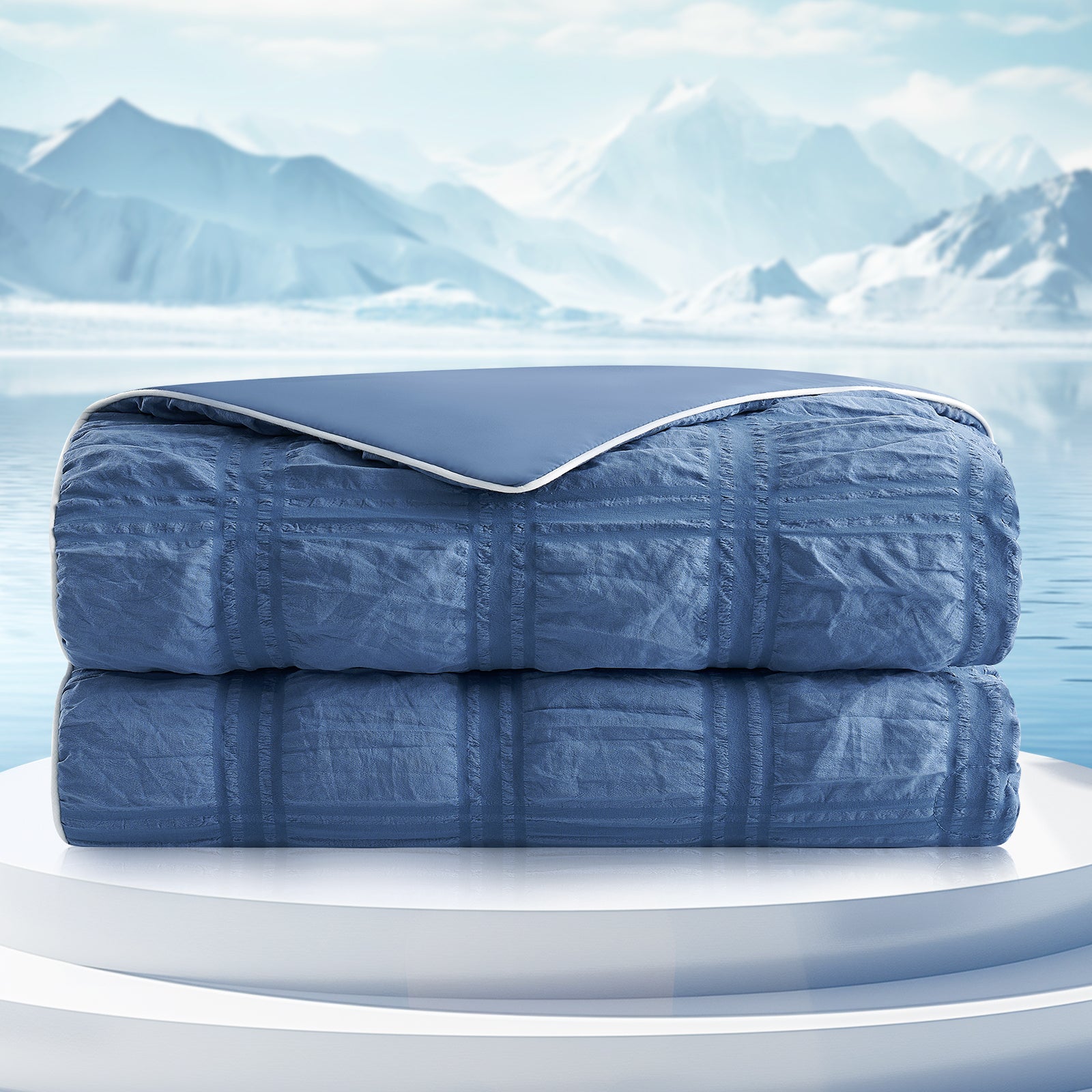 Seersucker Plaid Cooling Comforter
