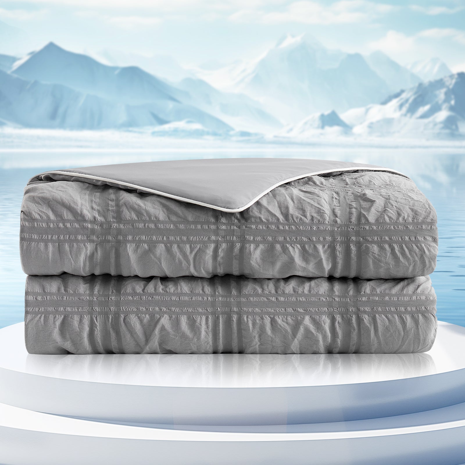 Seersucker Plaid Cooling Comforter