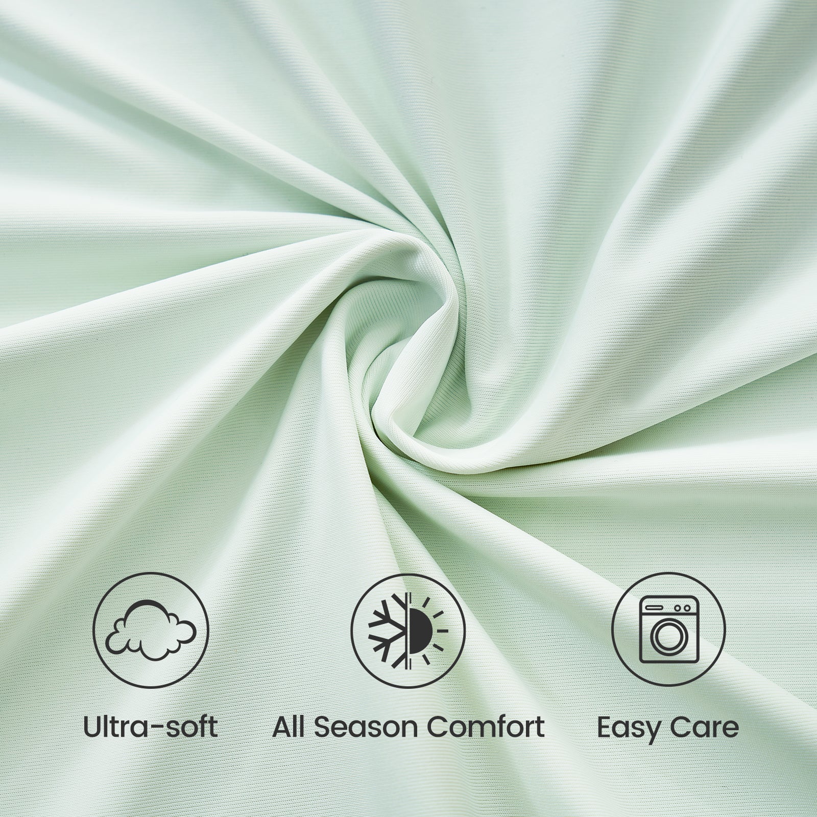 Mint green cooling sheet set fabric, ultra-soft, all-season comfort, and easy care. #Color_Light Mint Green