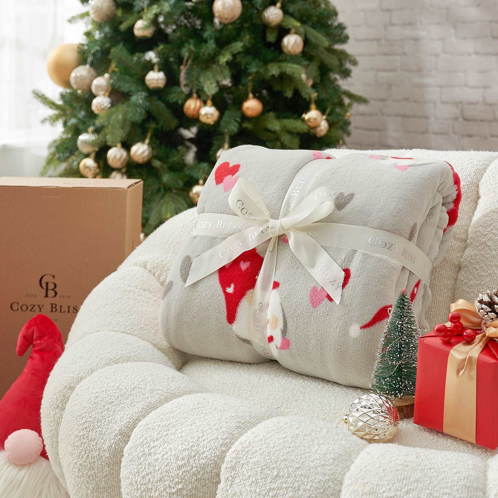 Cozy Bliss Gnomes MilkyPlush throw blanket, perfect for cozy Christmas gifting and snuggling. #color_ Gnome Love Heart