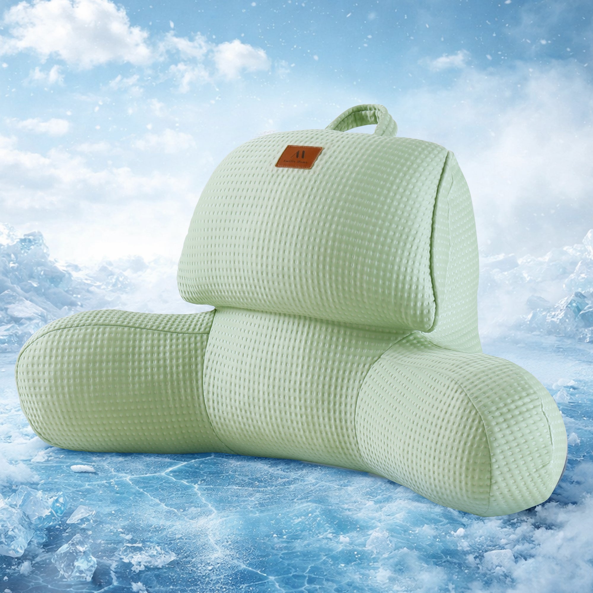 Cozy Bliss Green Cooling Backrest Reading Pillow front view #color_Green