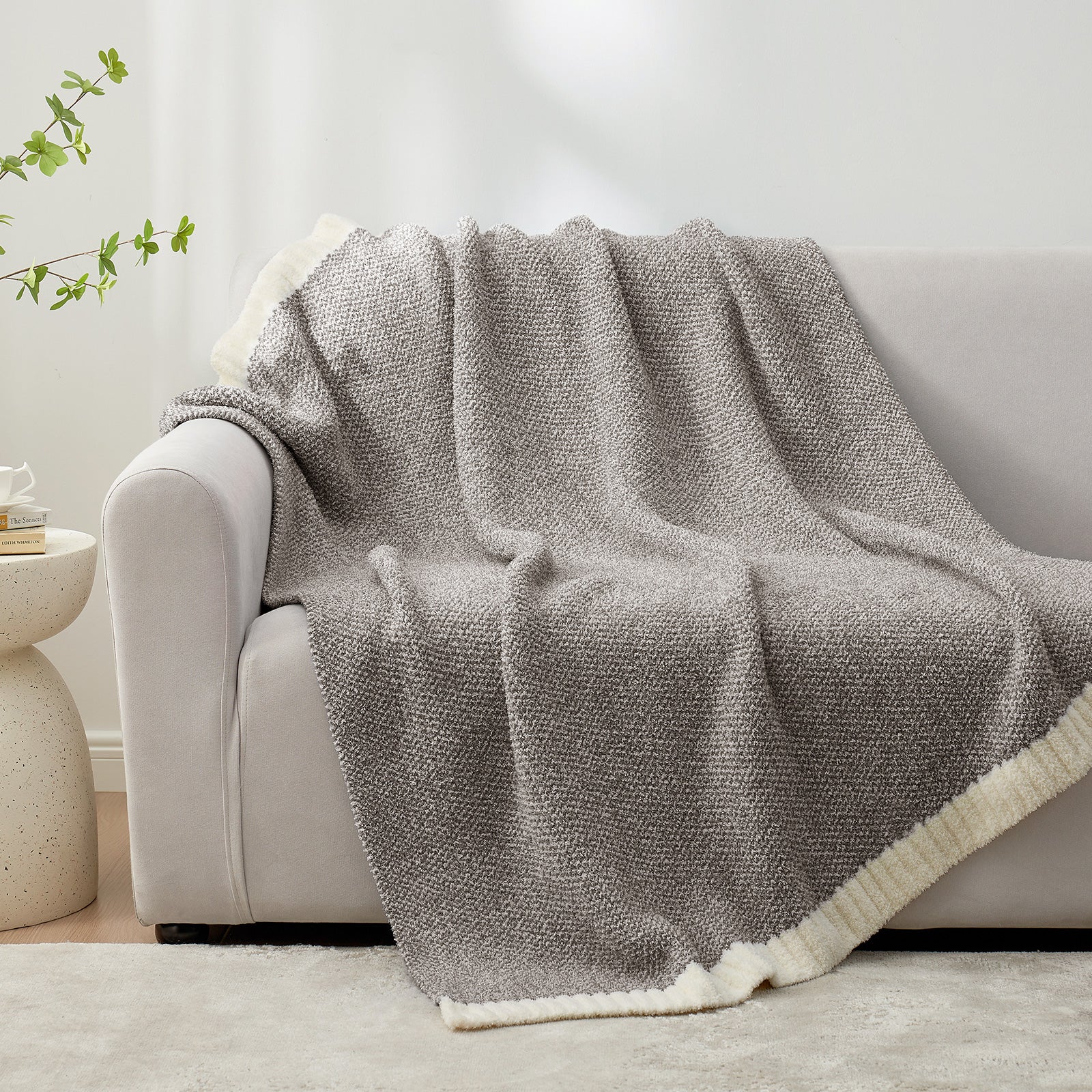 Heather Feather Yarn Throw Blanket