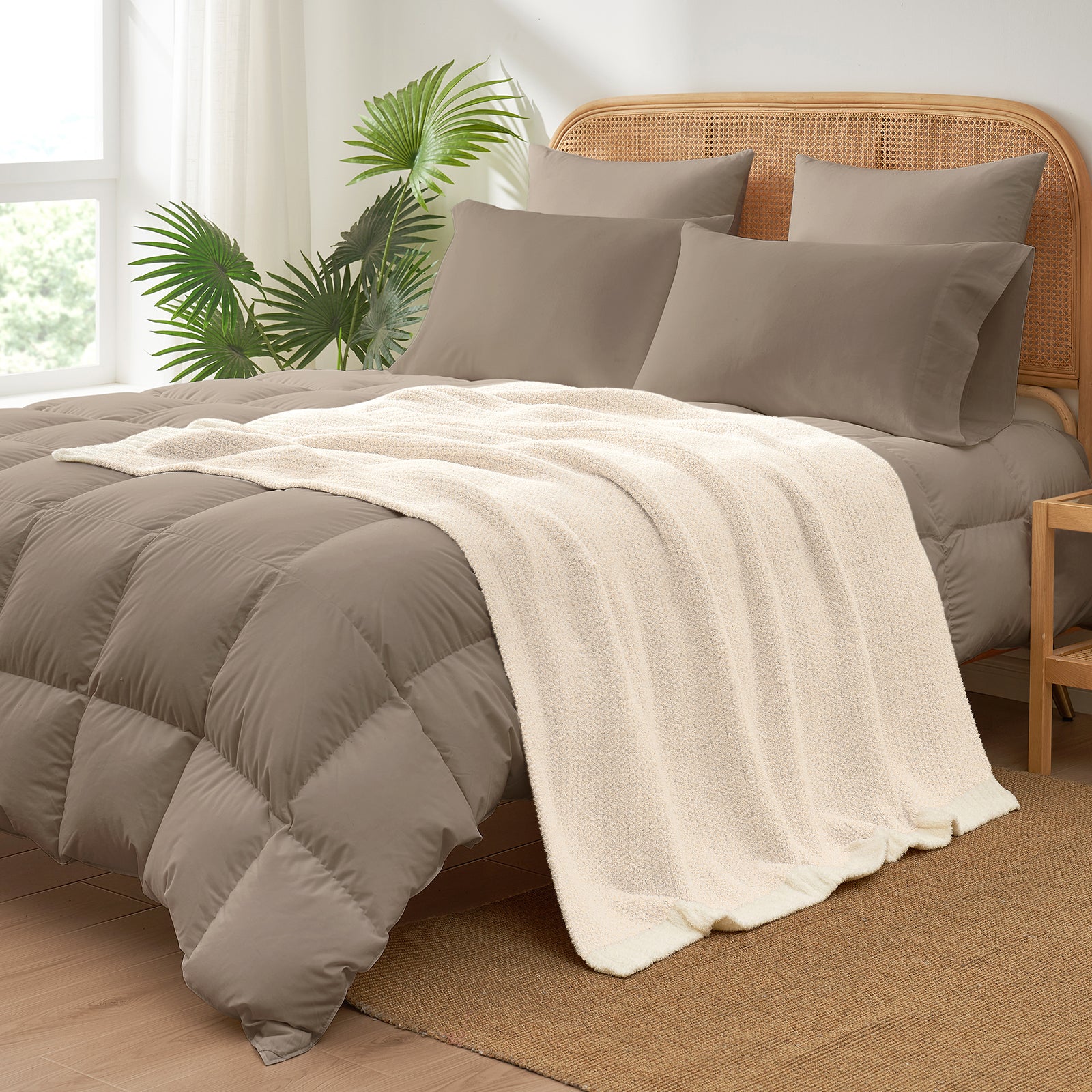 Heather Feather Yarn Throw Blanket