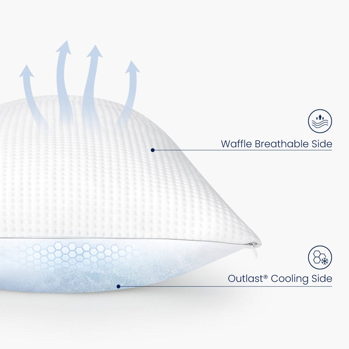 Dual-sided design of Outlast® Cooling Body Pillow. #color_Off White