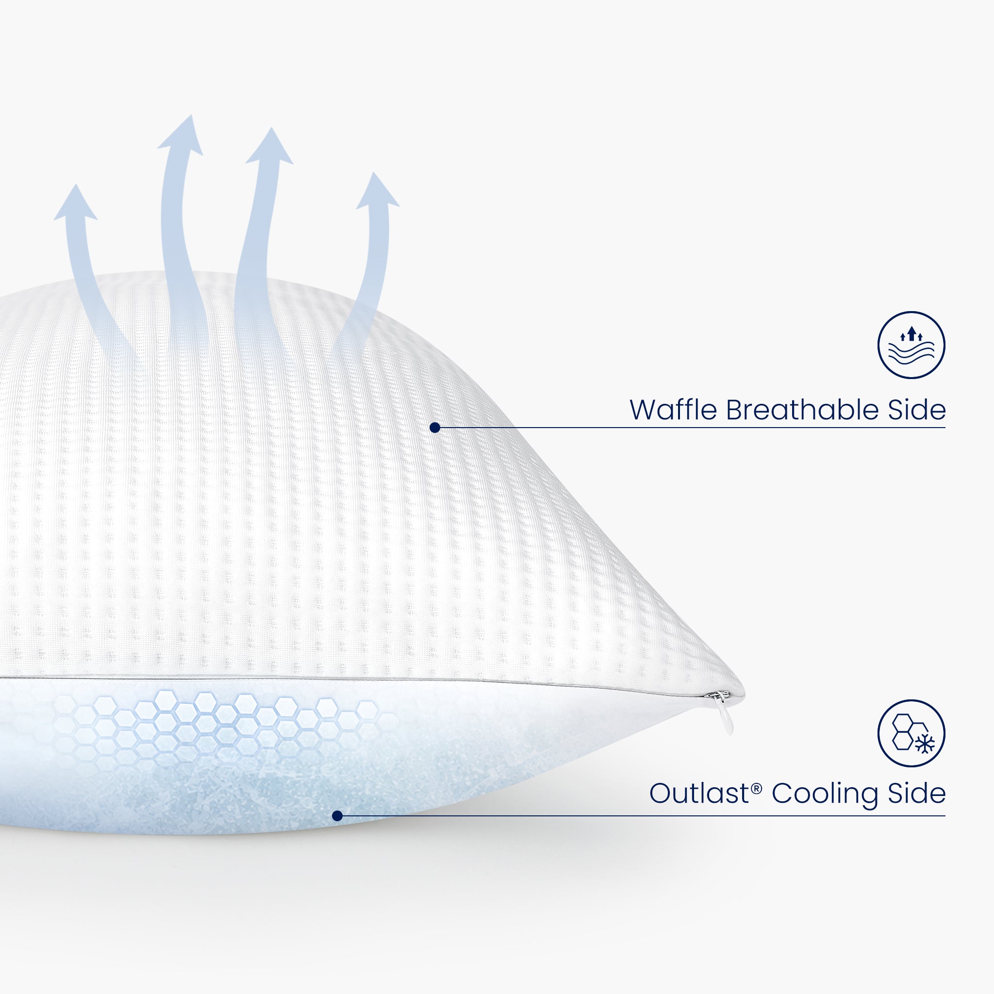 Dual-sided design of Outlast® Cooling Body Pillow. #color_White