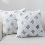 Set of 2 Luxury Faux Fur Basket Throw Pillow Covers - Grey