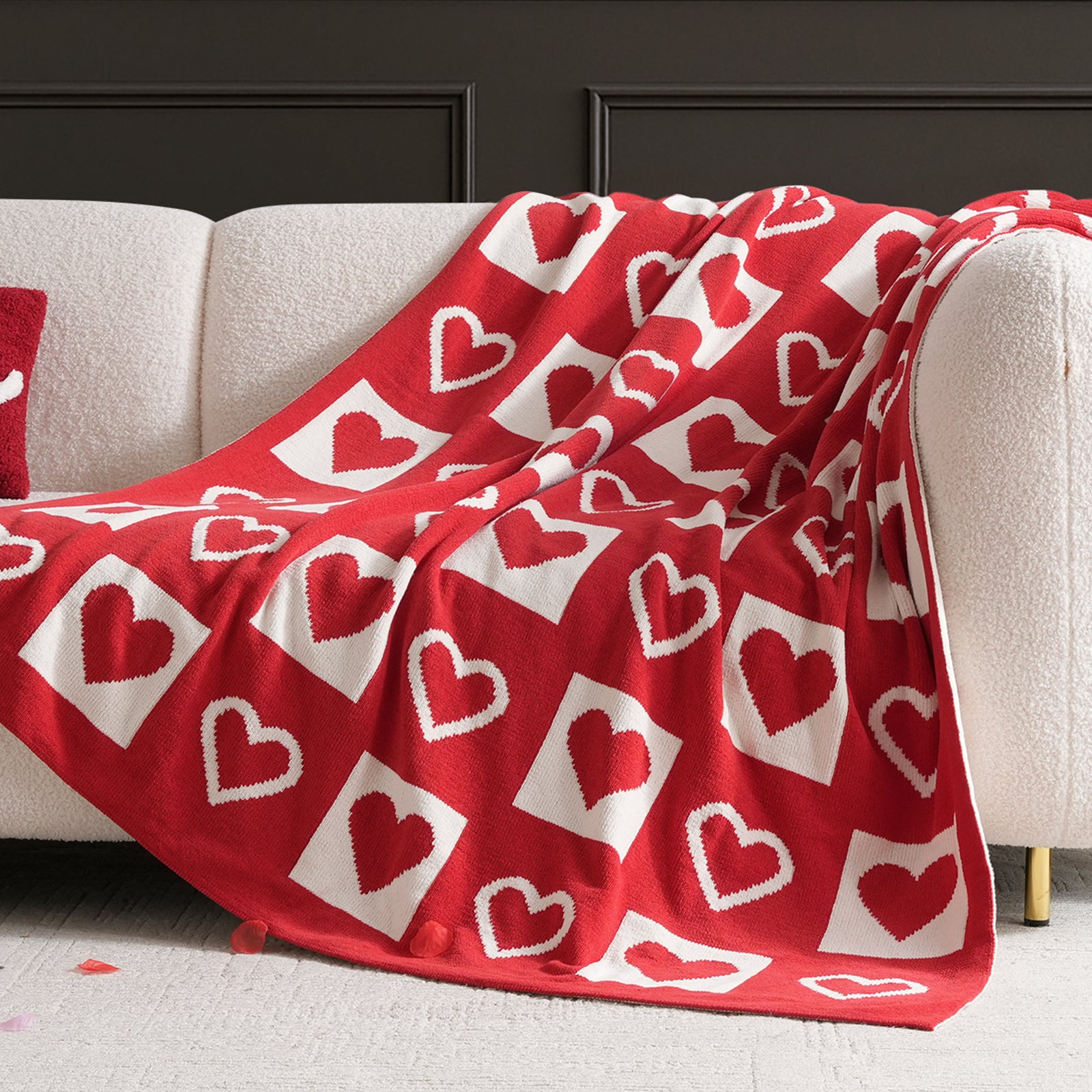Valentine Love Jacquard Knit Chenille Throw Blanket