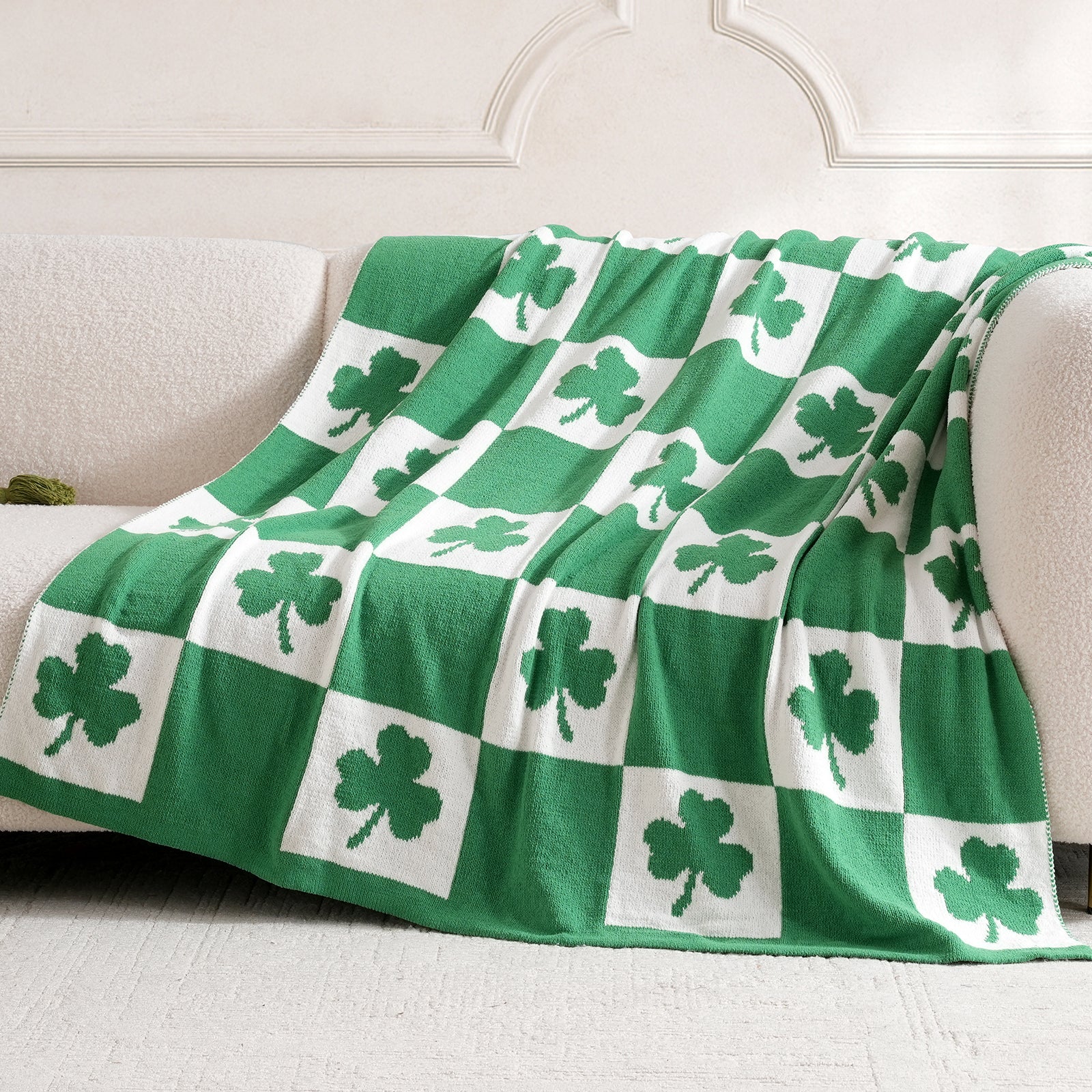 Lucky Spring Green Shamrock Throw