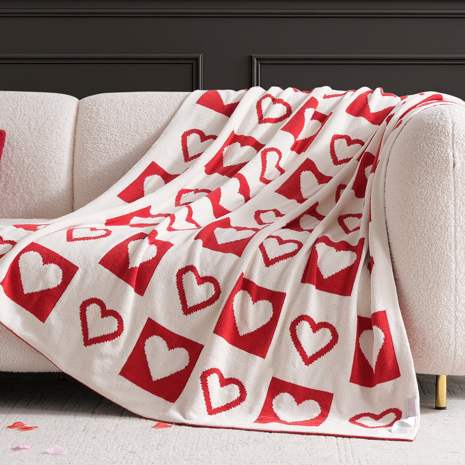 Valentine Love Jacquard Knit Chenille Throw Blanket