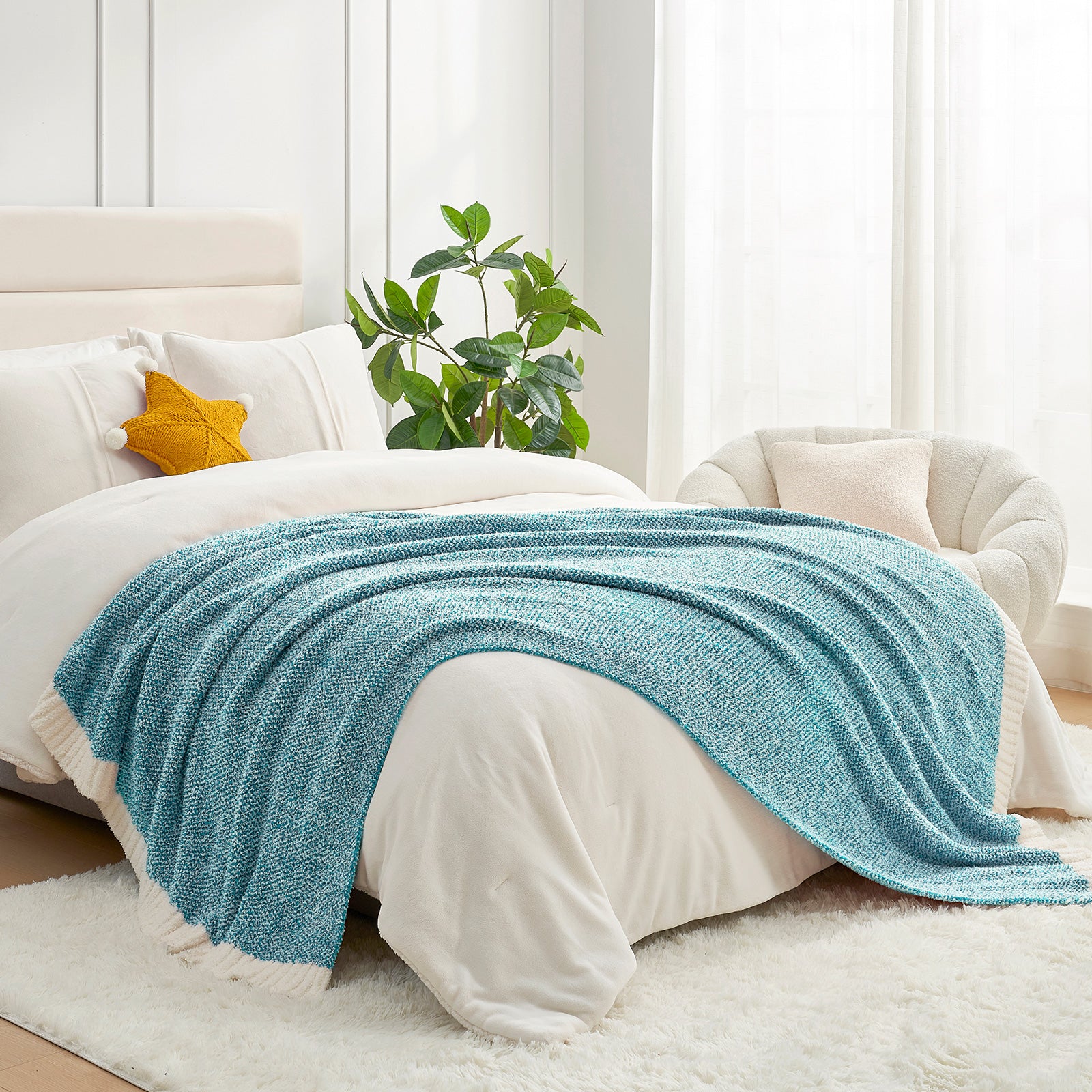 Cozy Bliss x SS Heather Feather Yarn Throw Blanket