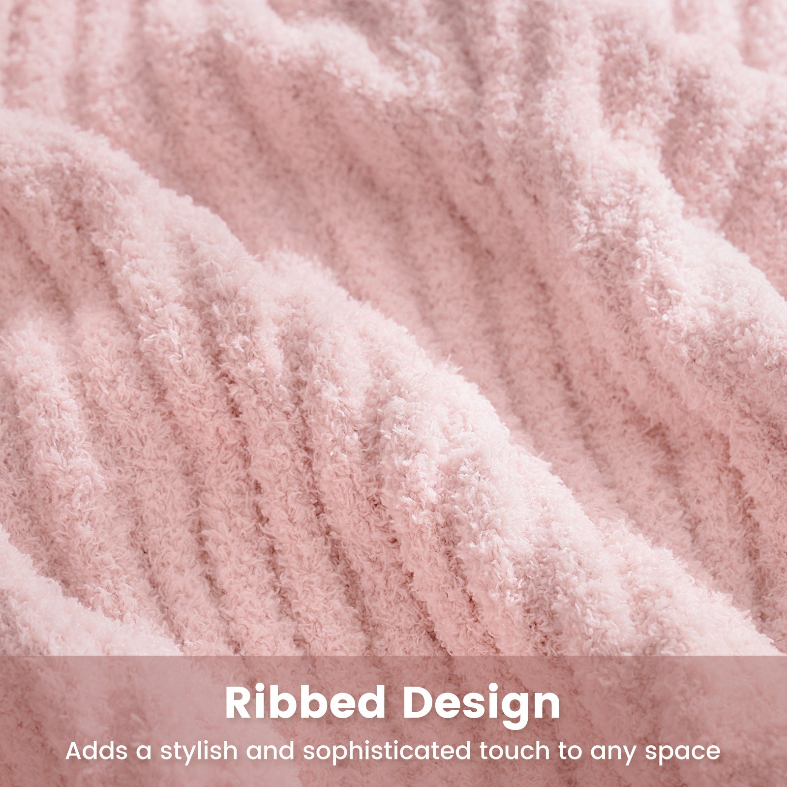 Reversible Soft Ribbed Feather Yarn Throw Blanket