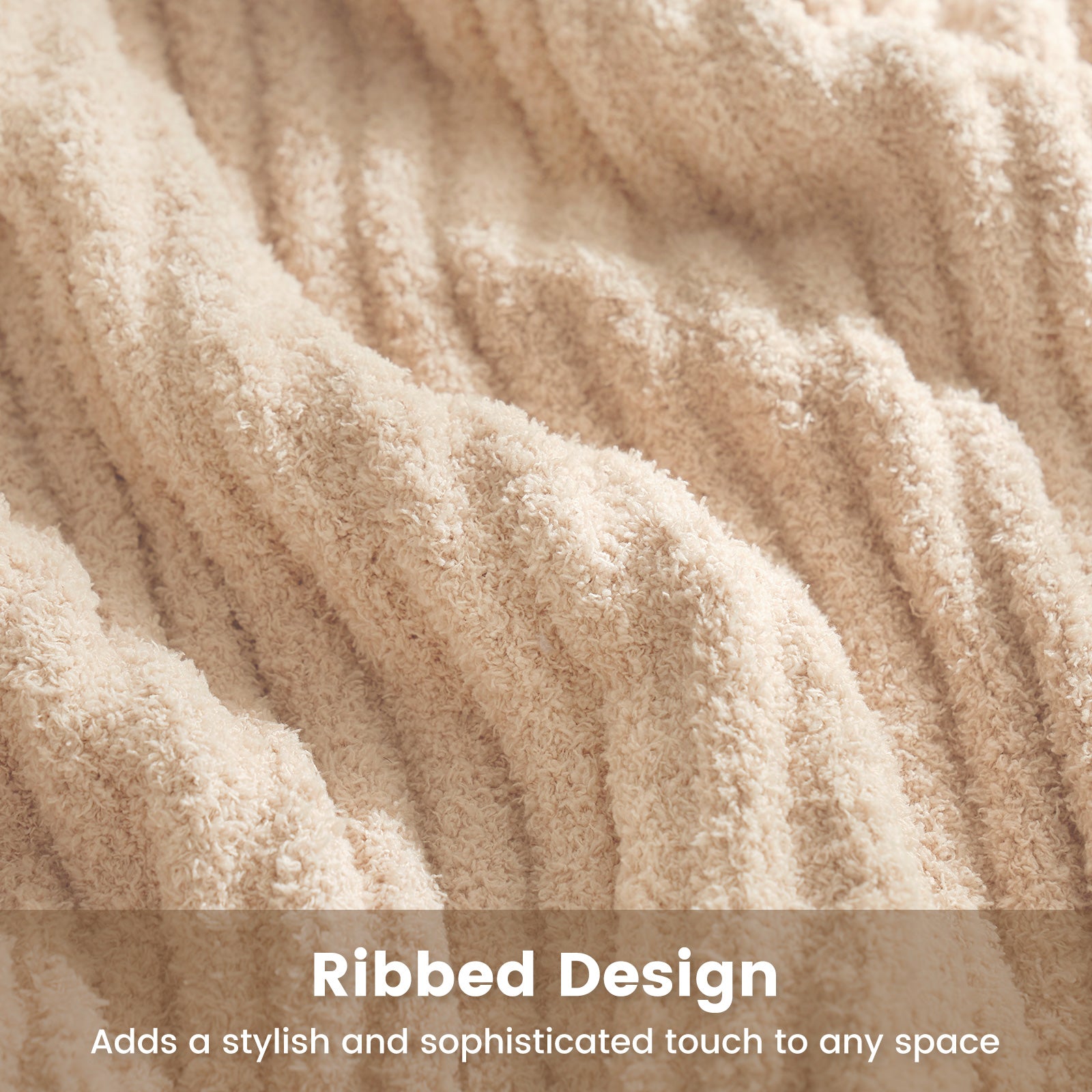 Reversible Soft Ribbed Feather Yarn Throw Blanket