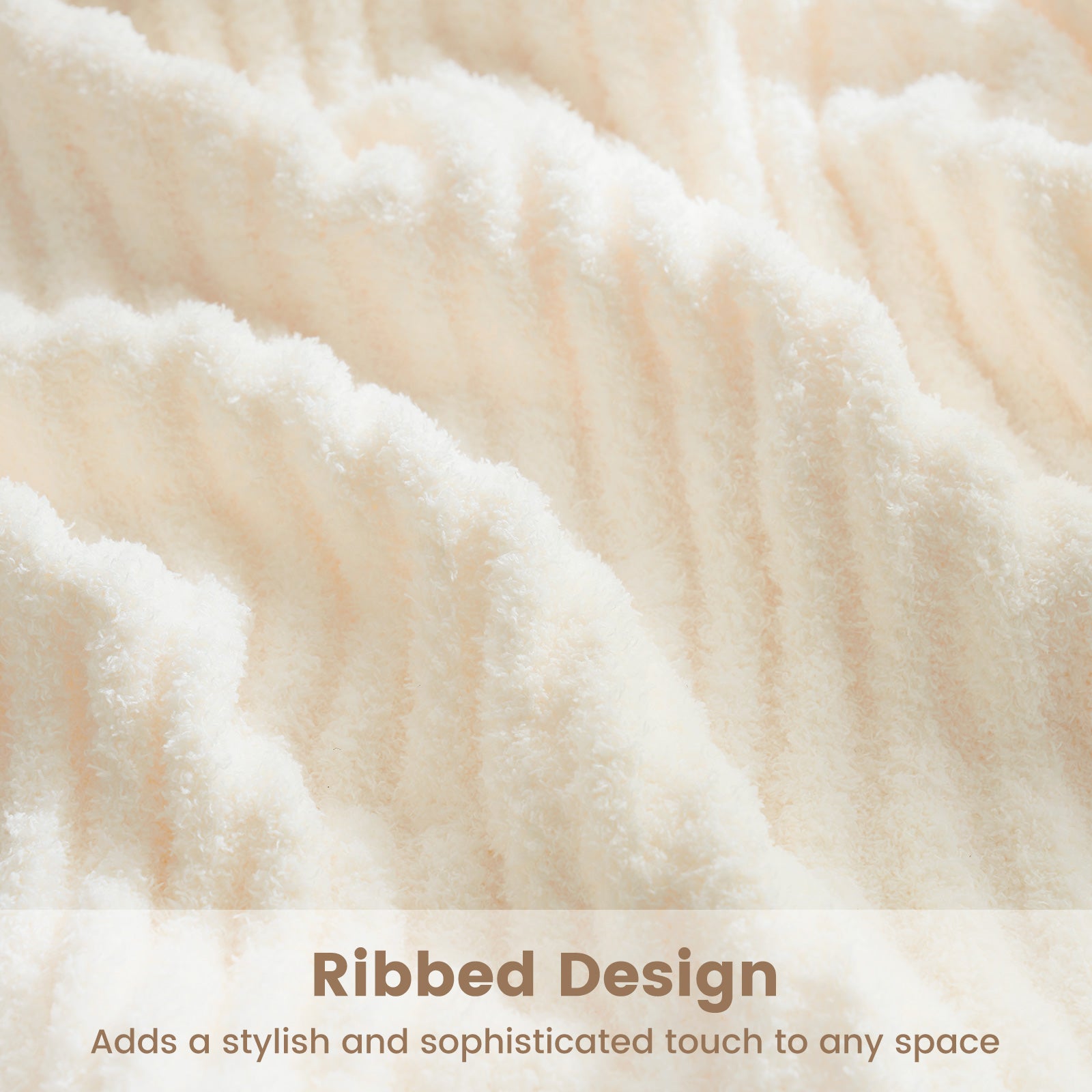 Reversible Soft Ribbed Feather Yarn Throw Blanket