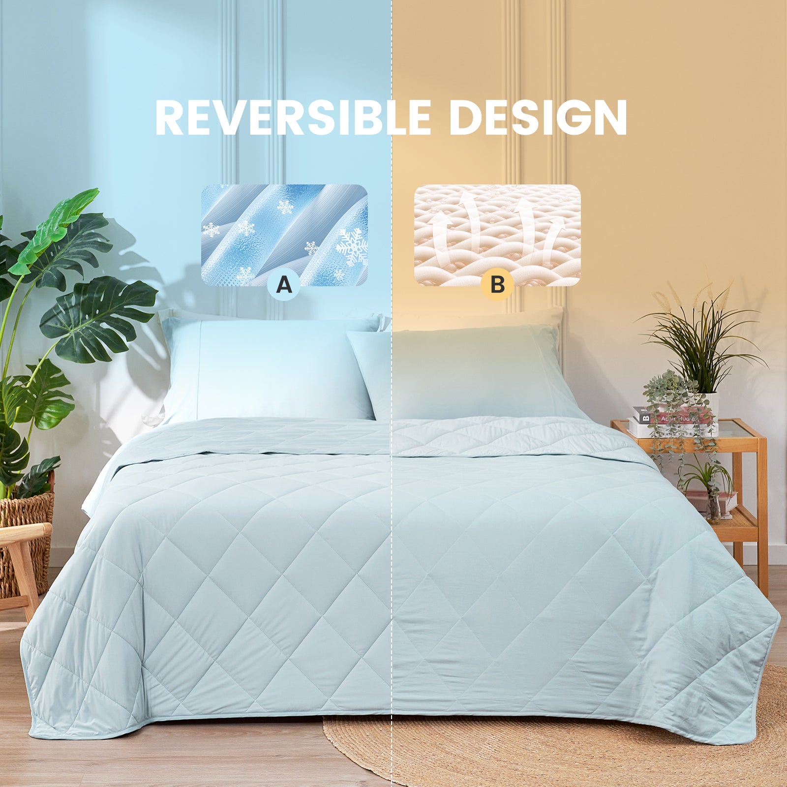 Reversible design Chill Weave cooling blanket, for all-season comfort #Color_Cool Blue