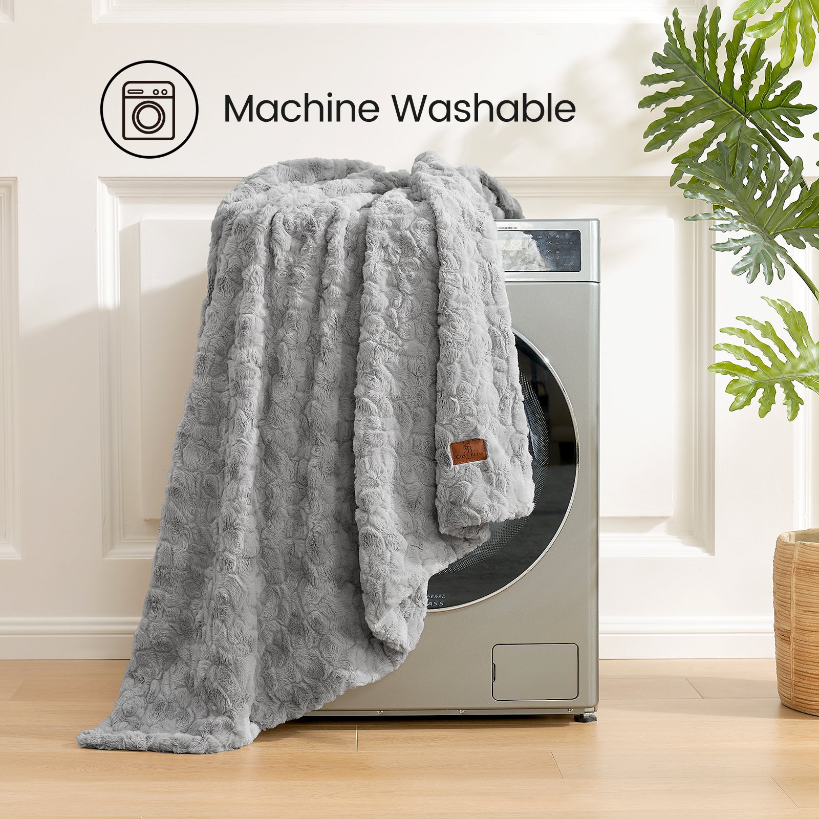 Reversible Wave Textured Faux Fur Throw Blanket