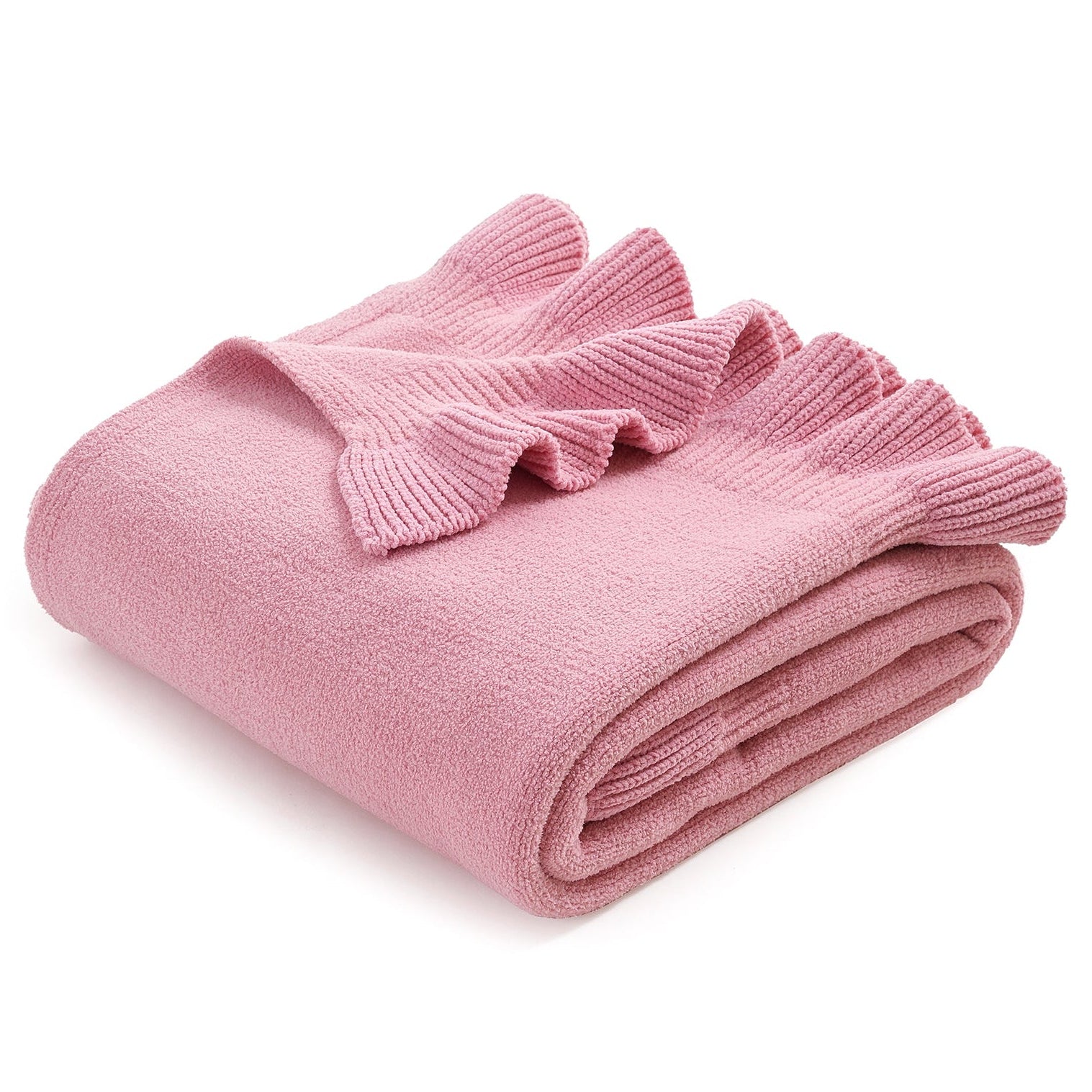 Ruffle Knit Chenille Throw Blanket