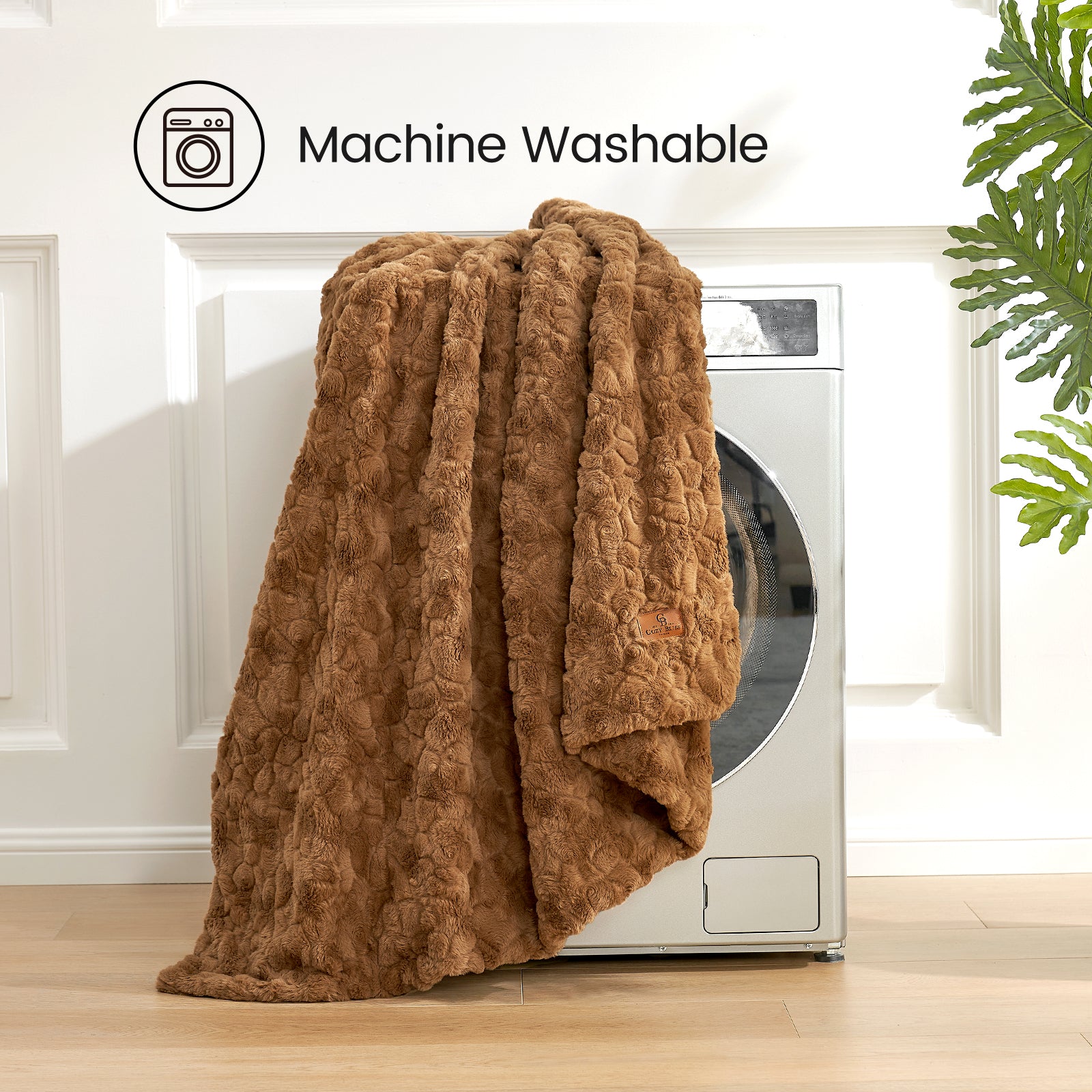 Reversible Wave Textured Faux Fur Throw Blanket