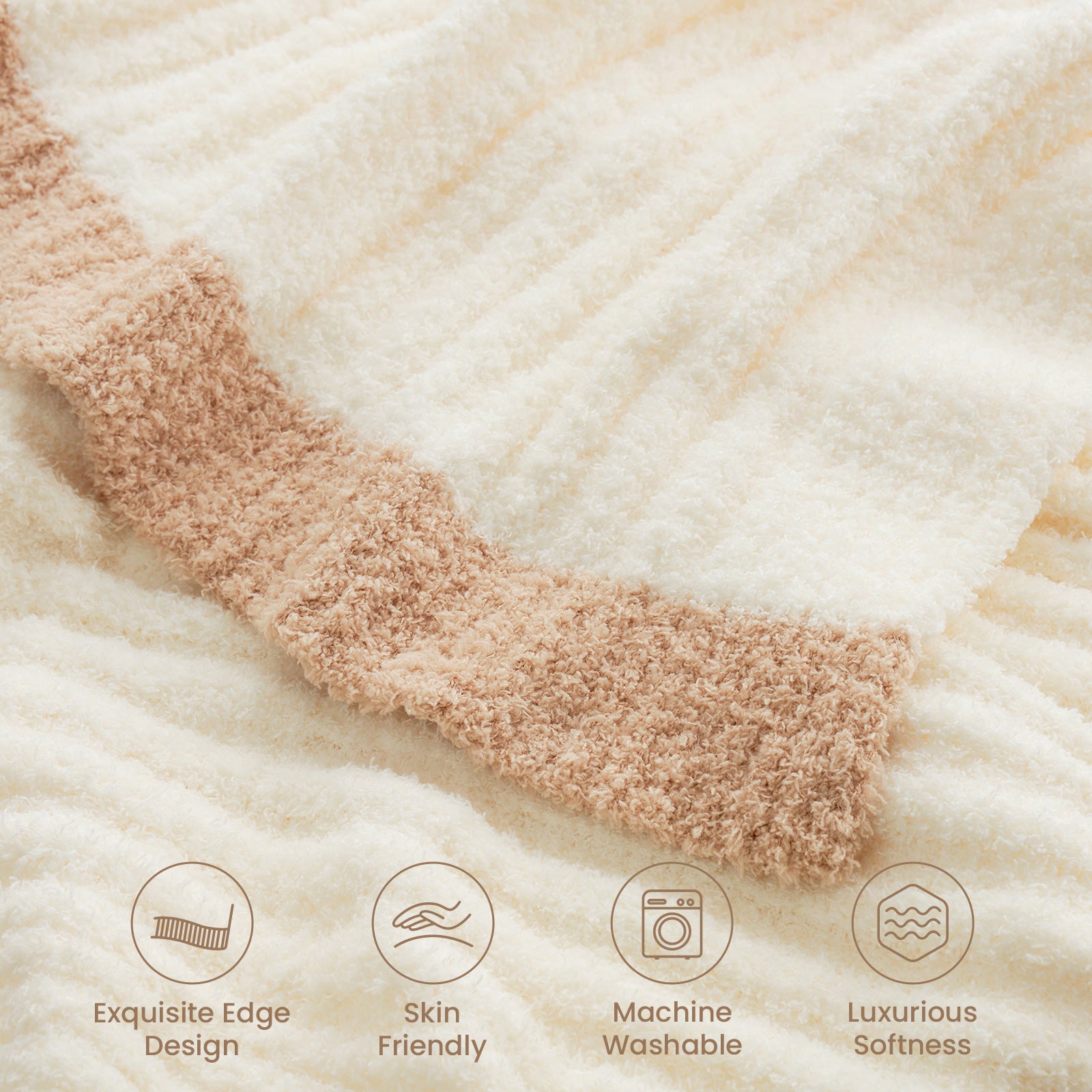 Reversible Soft Ribbed Feather Yarn Throw Blanket