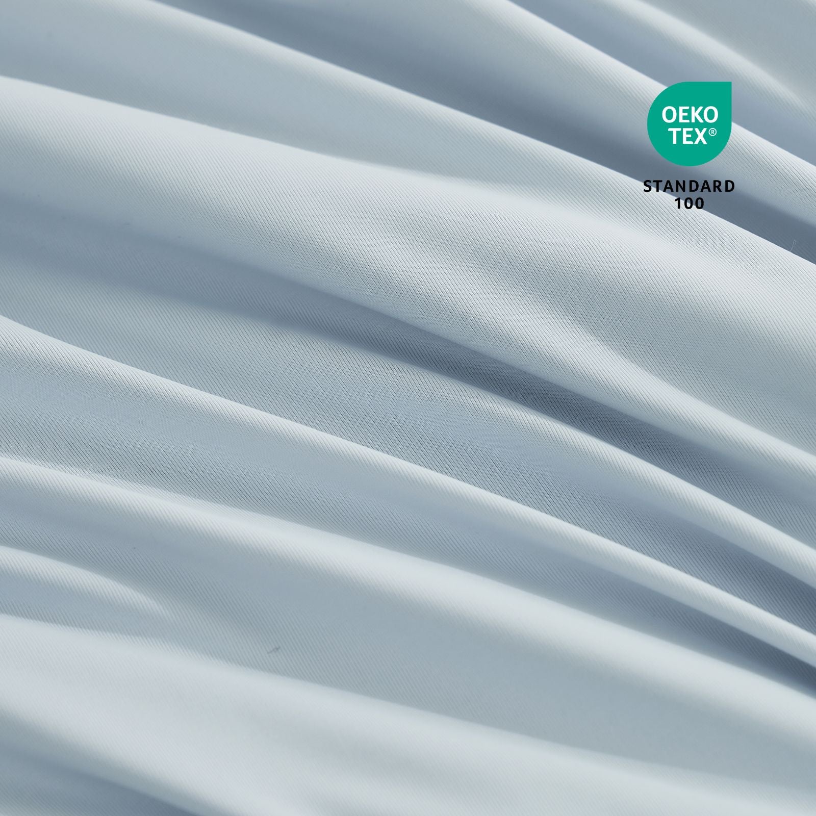 Close-up of Cozy Bliss cooling pillowcases fabric with Oeko-Tex Standard 100 certification.#color_Cool Blue