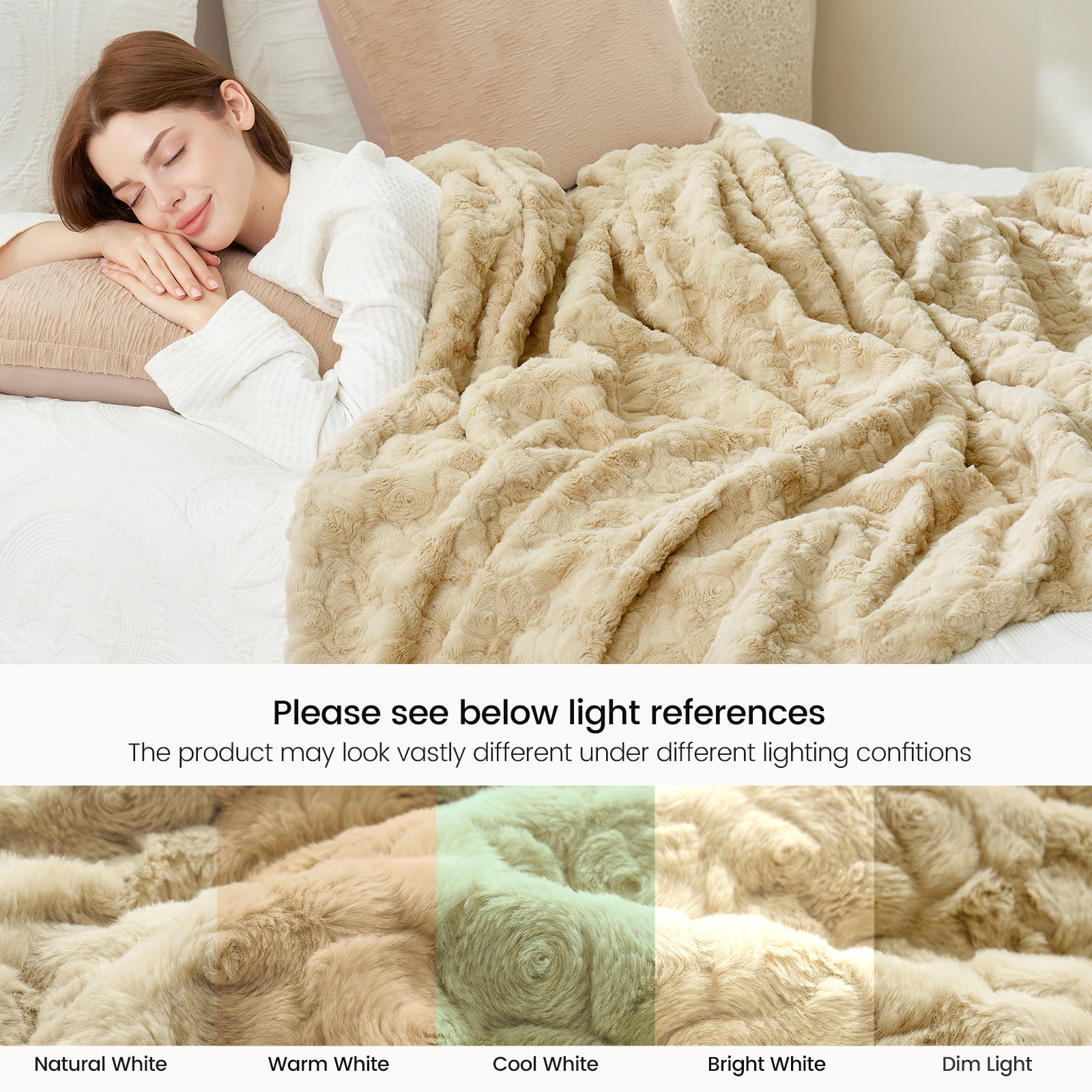Reversible Wave Textured Faux Fur Throw Blanket