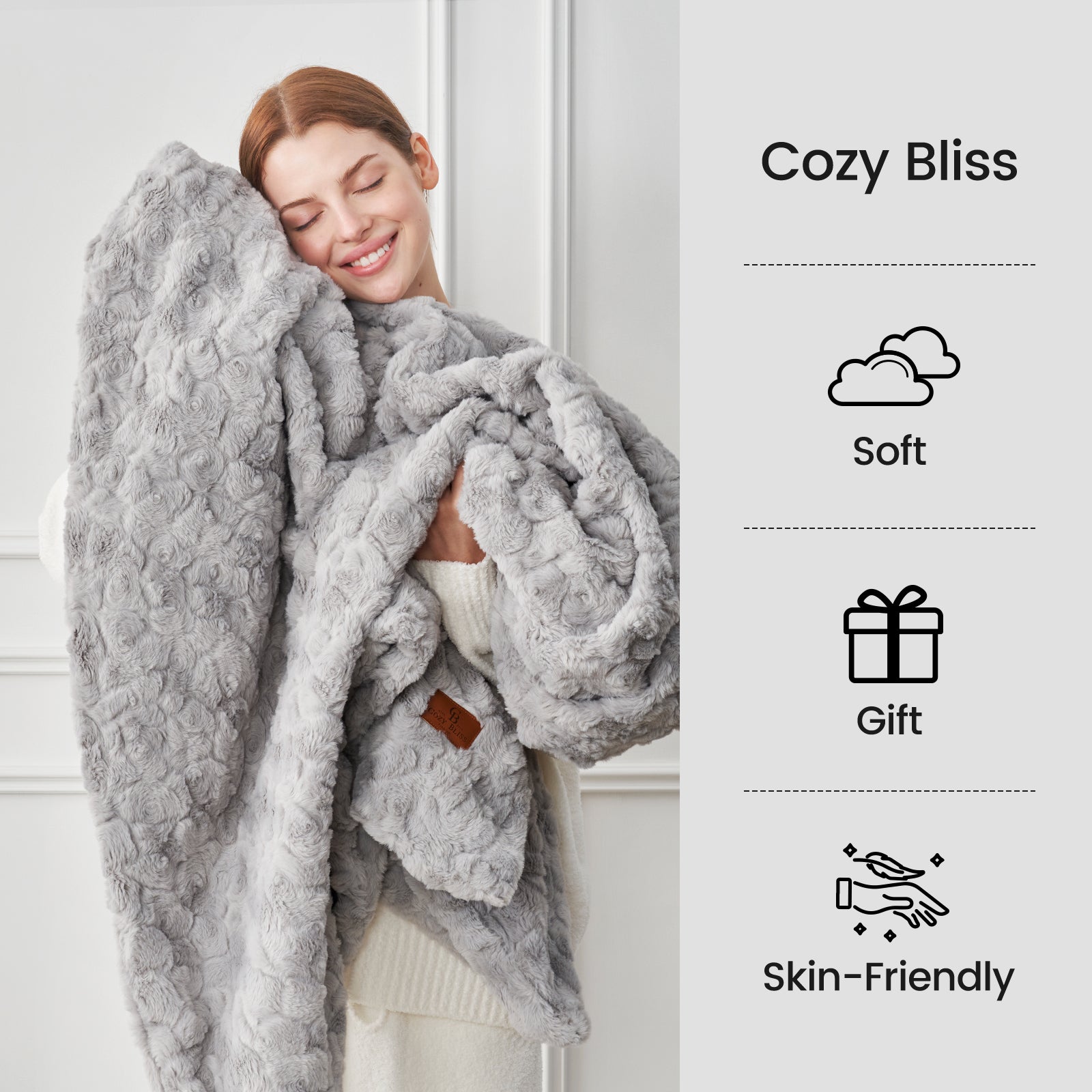 Reversible Wave Textured Faux Fur Throw Blanket