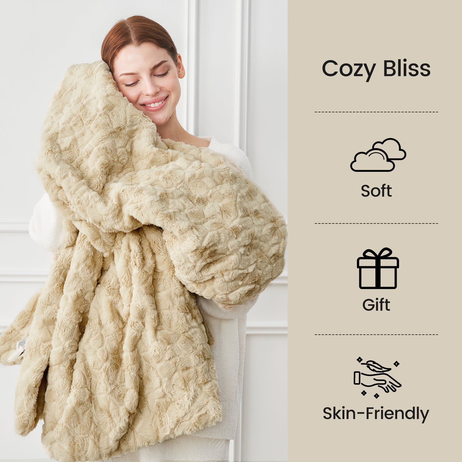 Reversible Wave Textured Faux Fur Throw Blanket