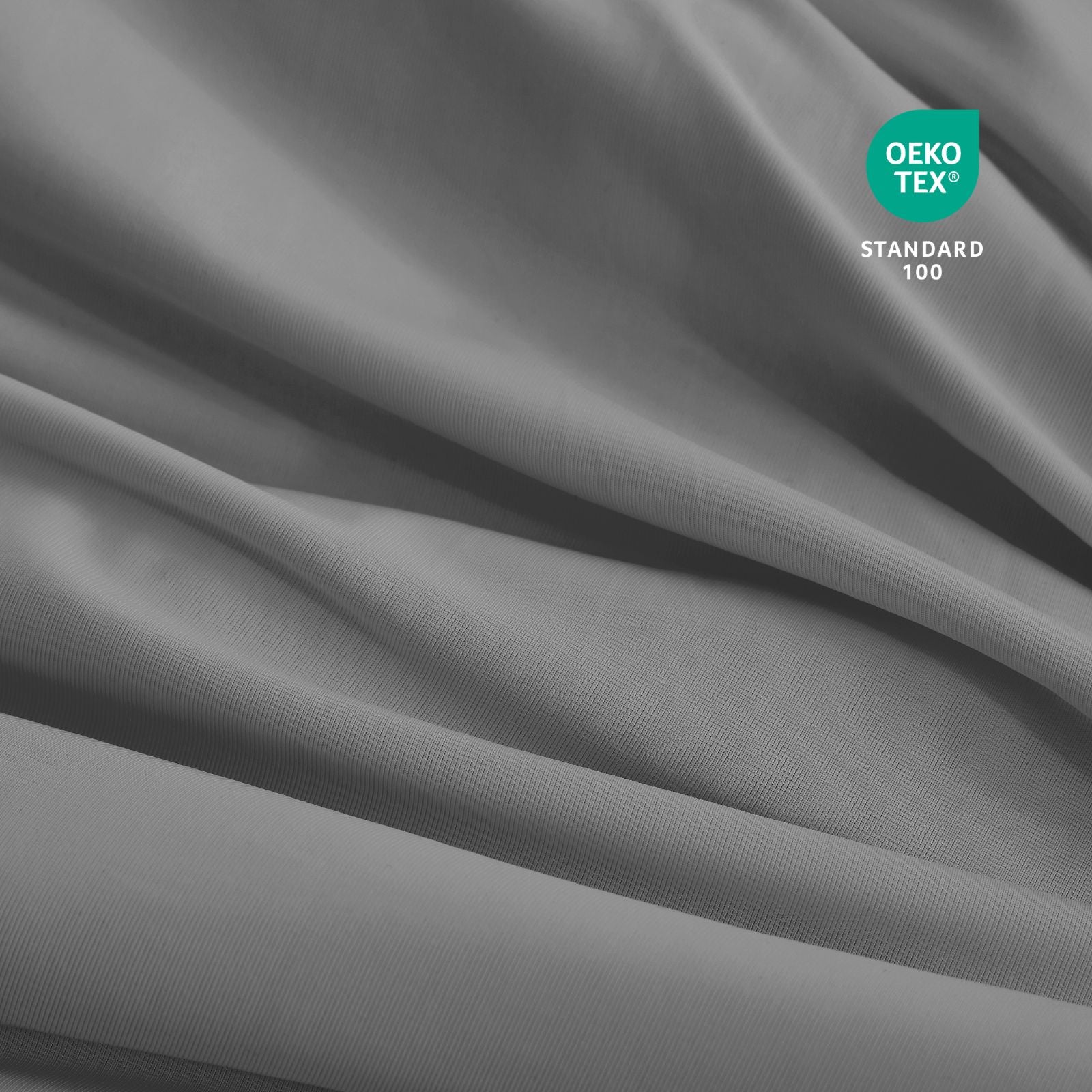 Close-up of Cozy Bliss cooling pillowcases fabric with Oeko-Tex Standard 100 certification.#color_Dark Grey