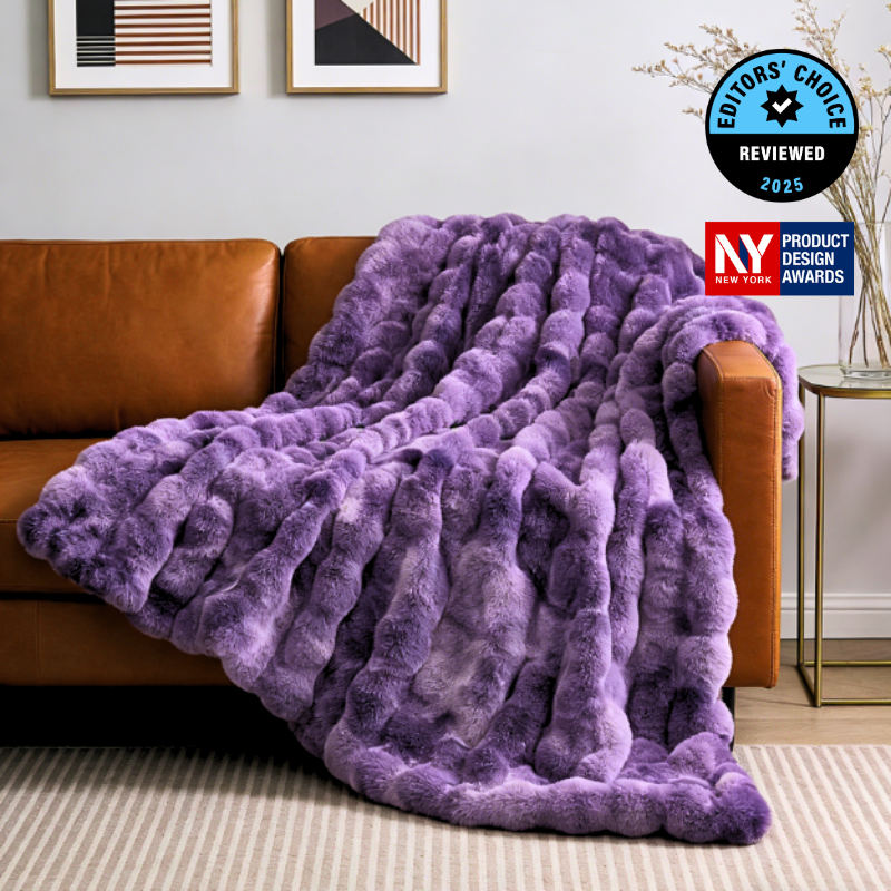 Cozy Bliss Luxurious Bubble Faux Fur Throw Blanket in tie-dye purple front view #color_Tie-dye Purple