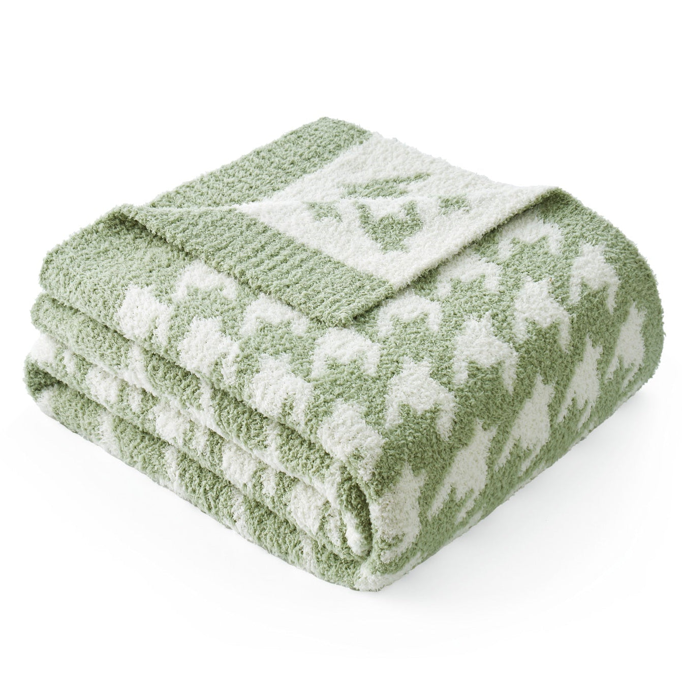 Reversible Houndstooth Feather Yarn Throw