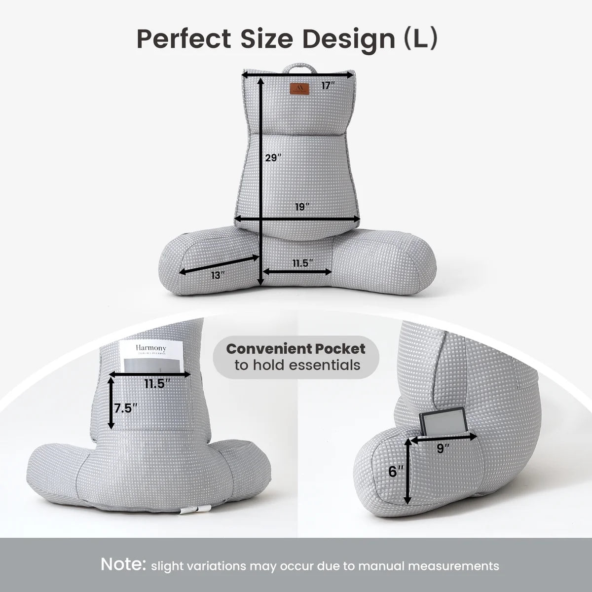 Cooling Waffle Knit Backrest Reading Pillow - Grey