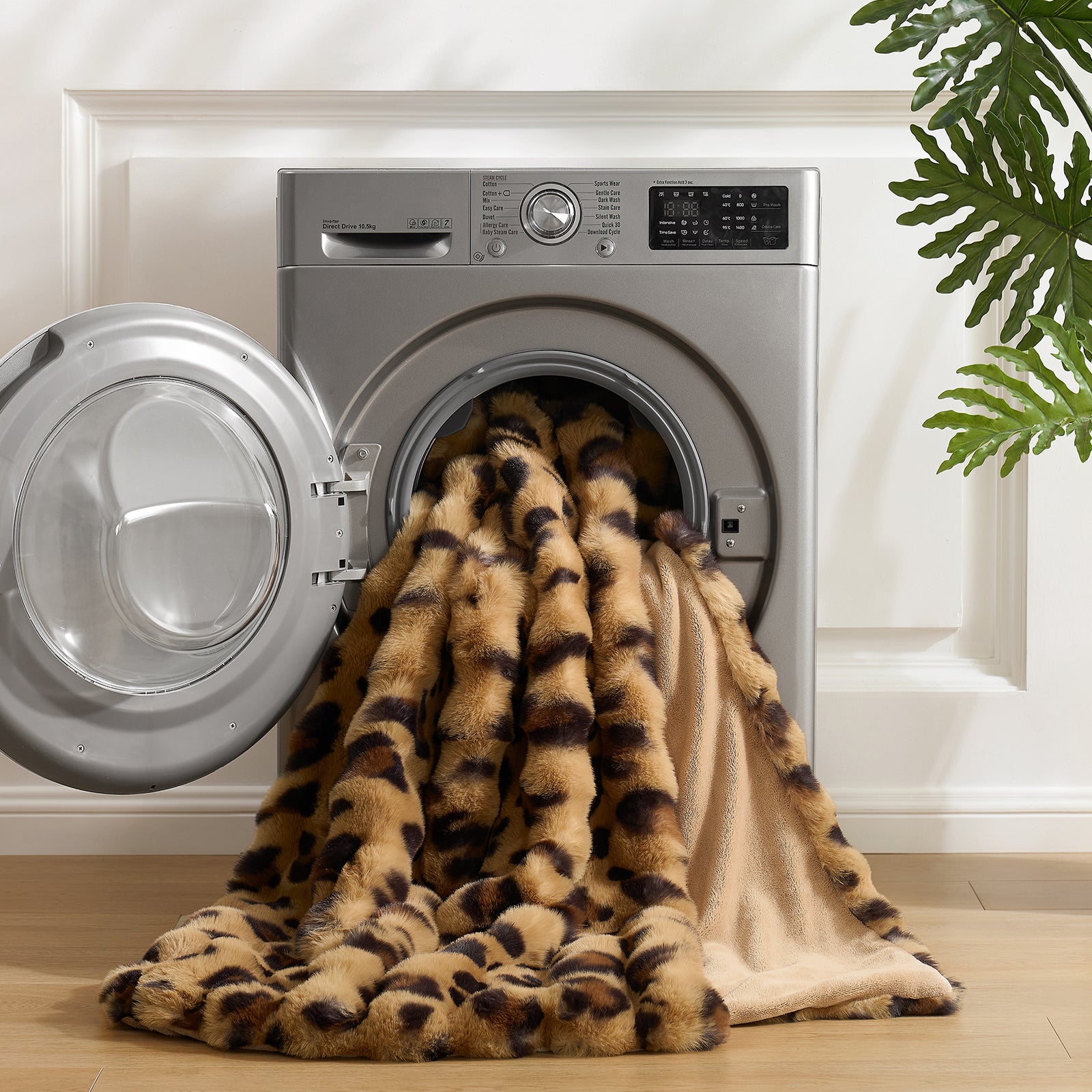 Cozy Bliss machine washable brown leopard faux fur blanket#Color_ Brown Leopard