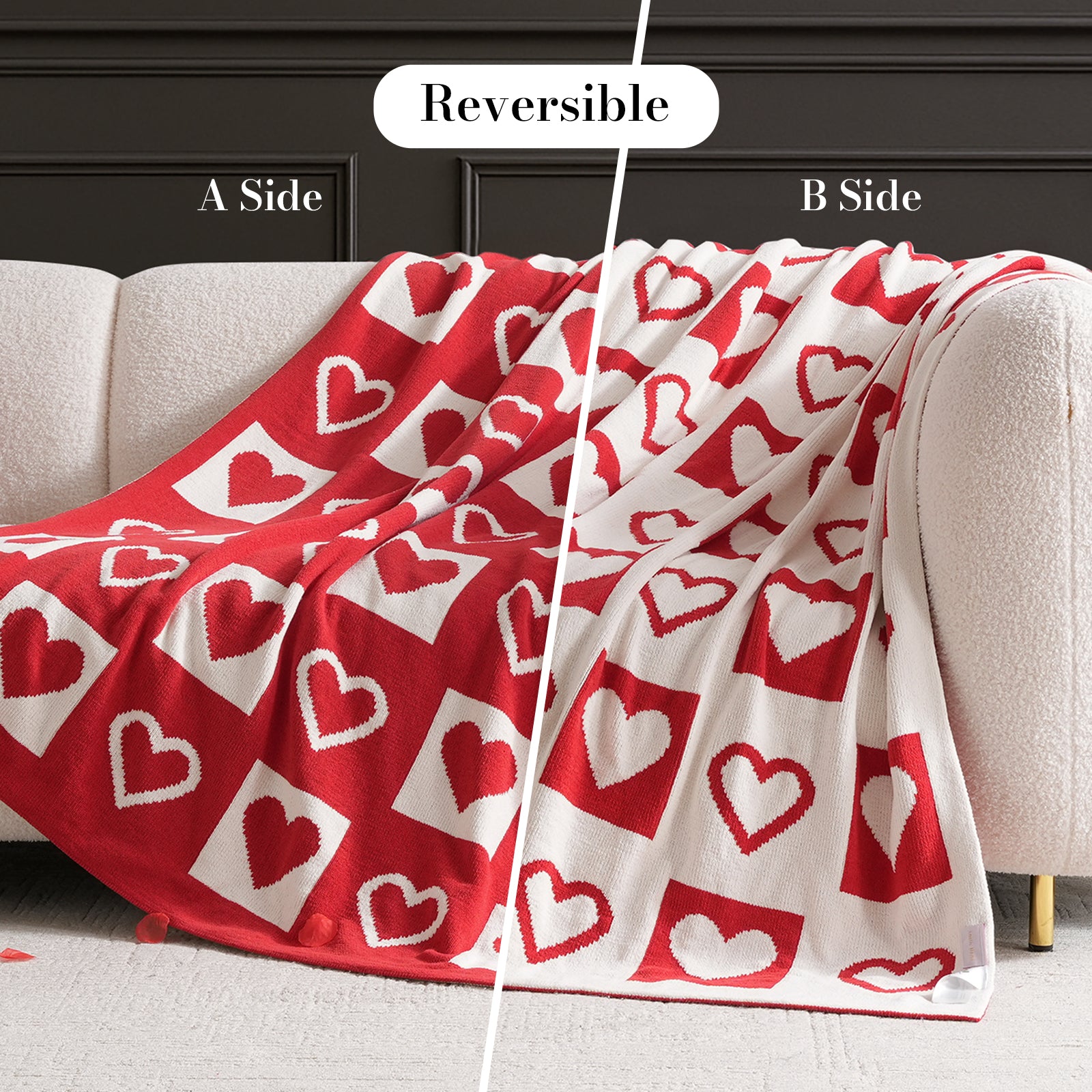 Valentine Love Jacquard Knit Chenille Throw Blanket