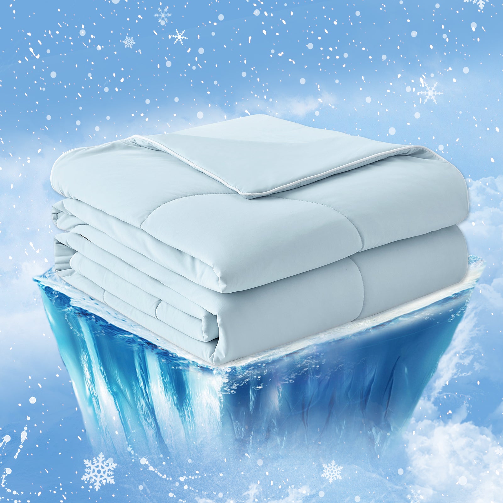 Cooling blanketon ice, perfect for hot sleepers #Color_Blue