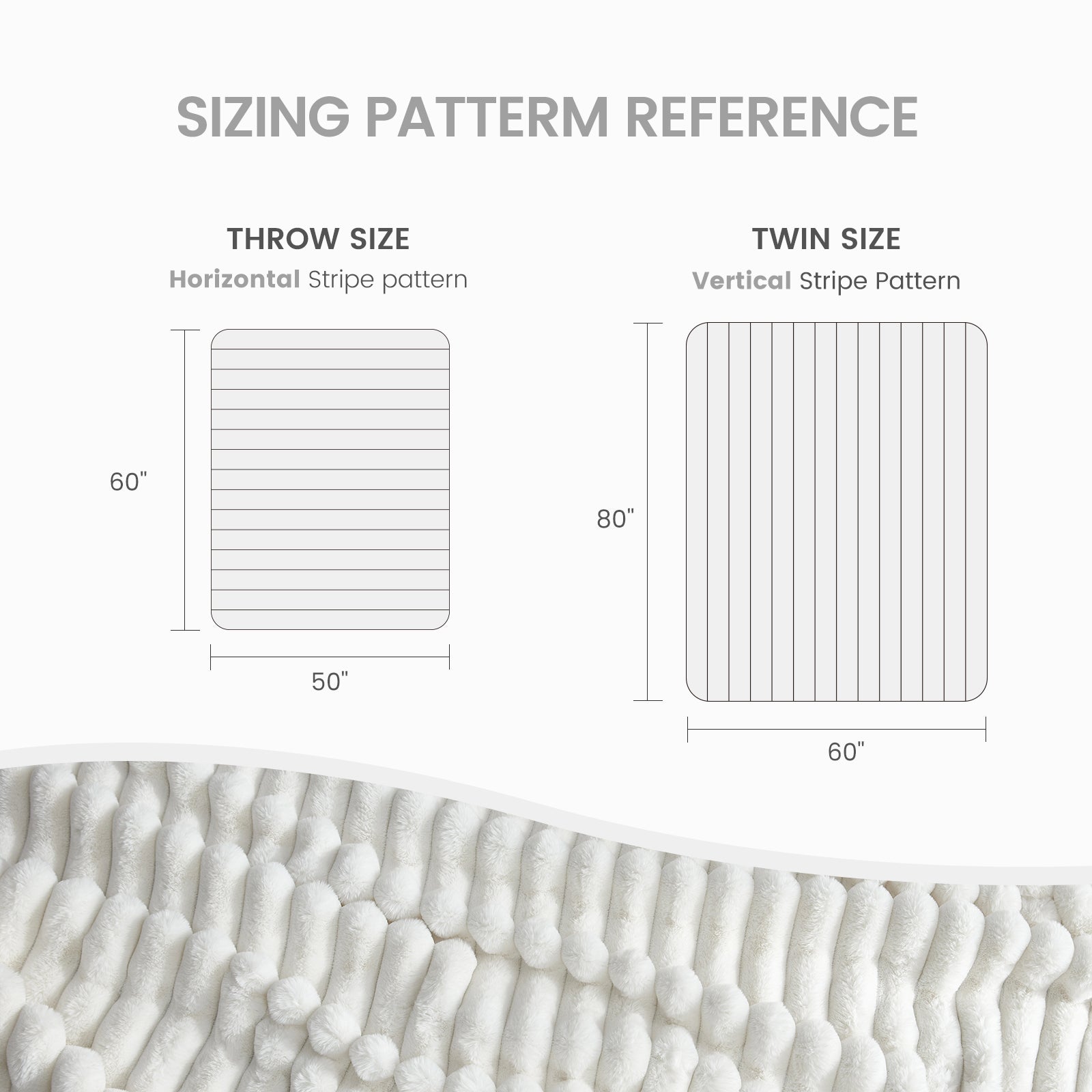 Cozy Bliss Faux Fur Blanket size guide  #color_Cream White