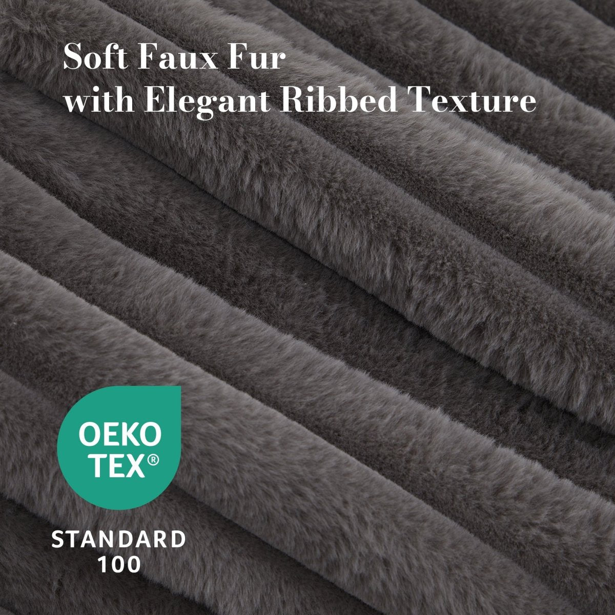 Cozy Bliss striped faux fur backrest reading pillow with portable carry handle and OEKO-TEX certified fabric #color_Charcoal Grey