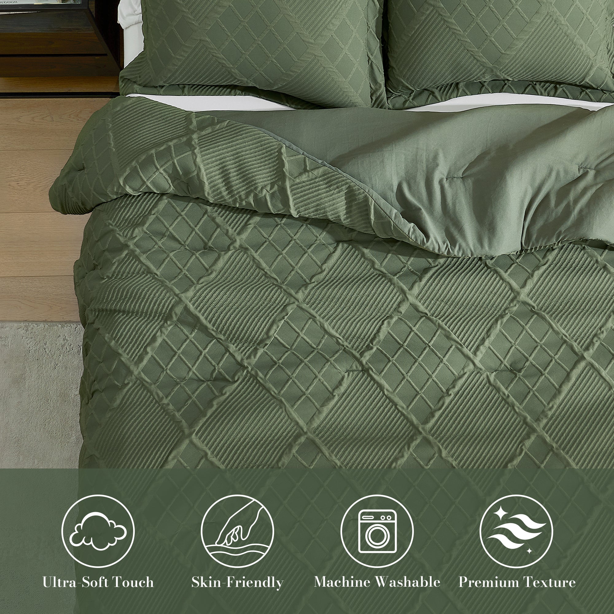 All-Season Jacquard Windowpane Comforter Set