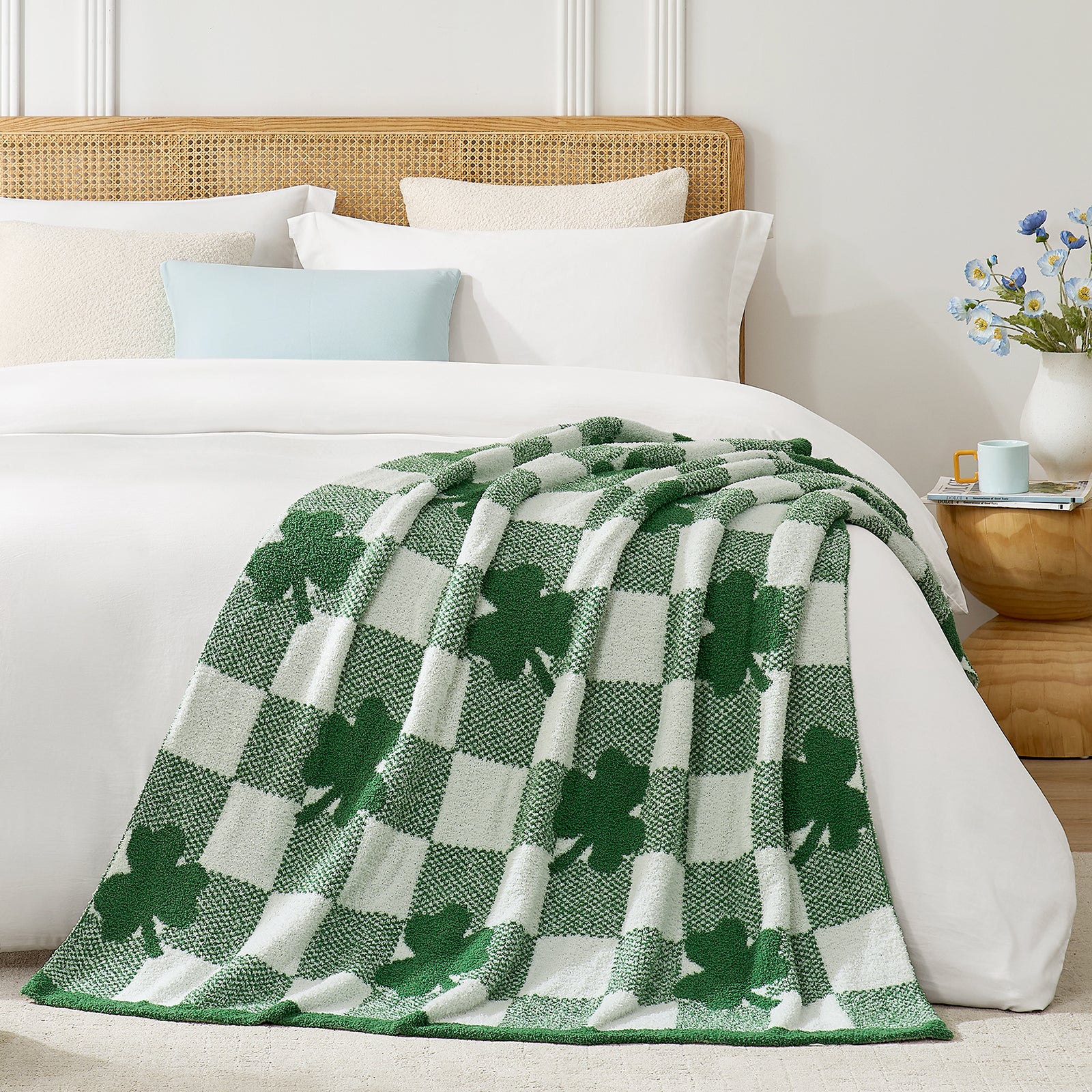 Cozy Bliss x SS Lucky Spring Green Shamrock Throw Blanket
