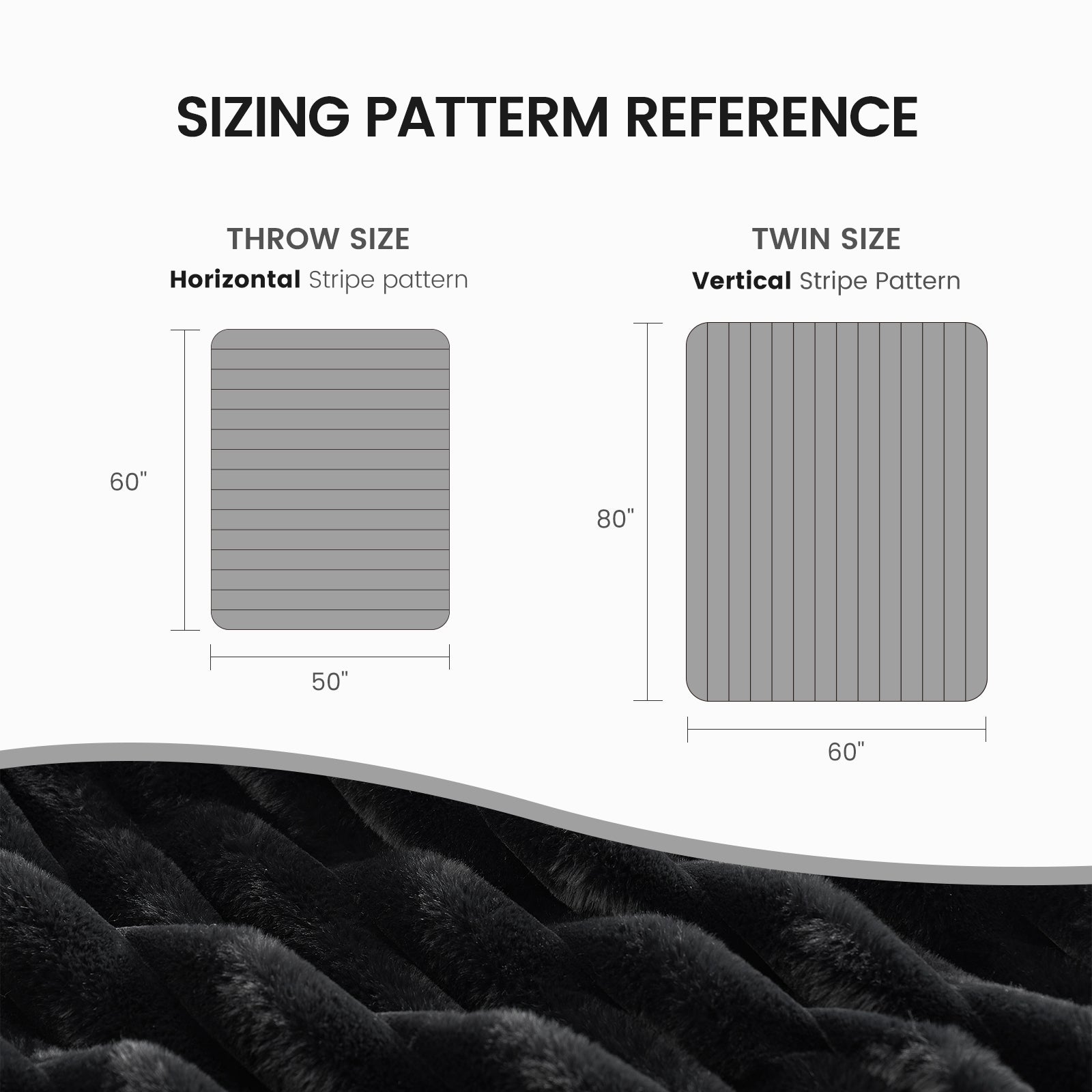 Cozy Bliss Faux Fur Blanket Size Guide  #color_Black