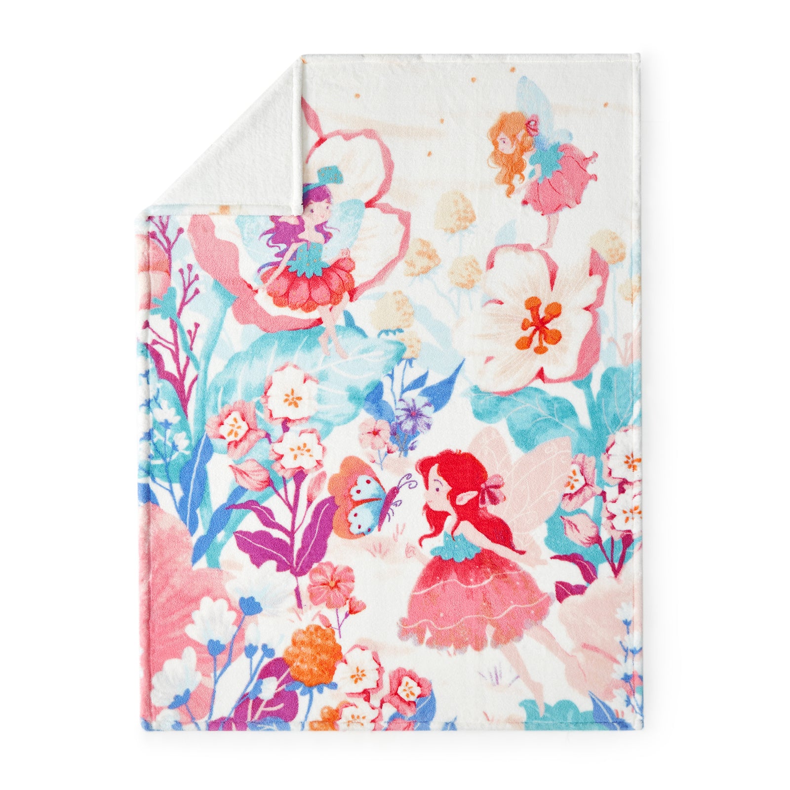 Floral blanket with fairy design on a white background #color_Garden Fairy