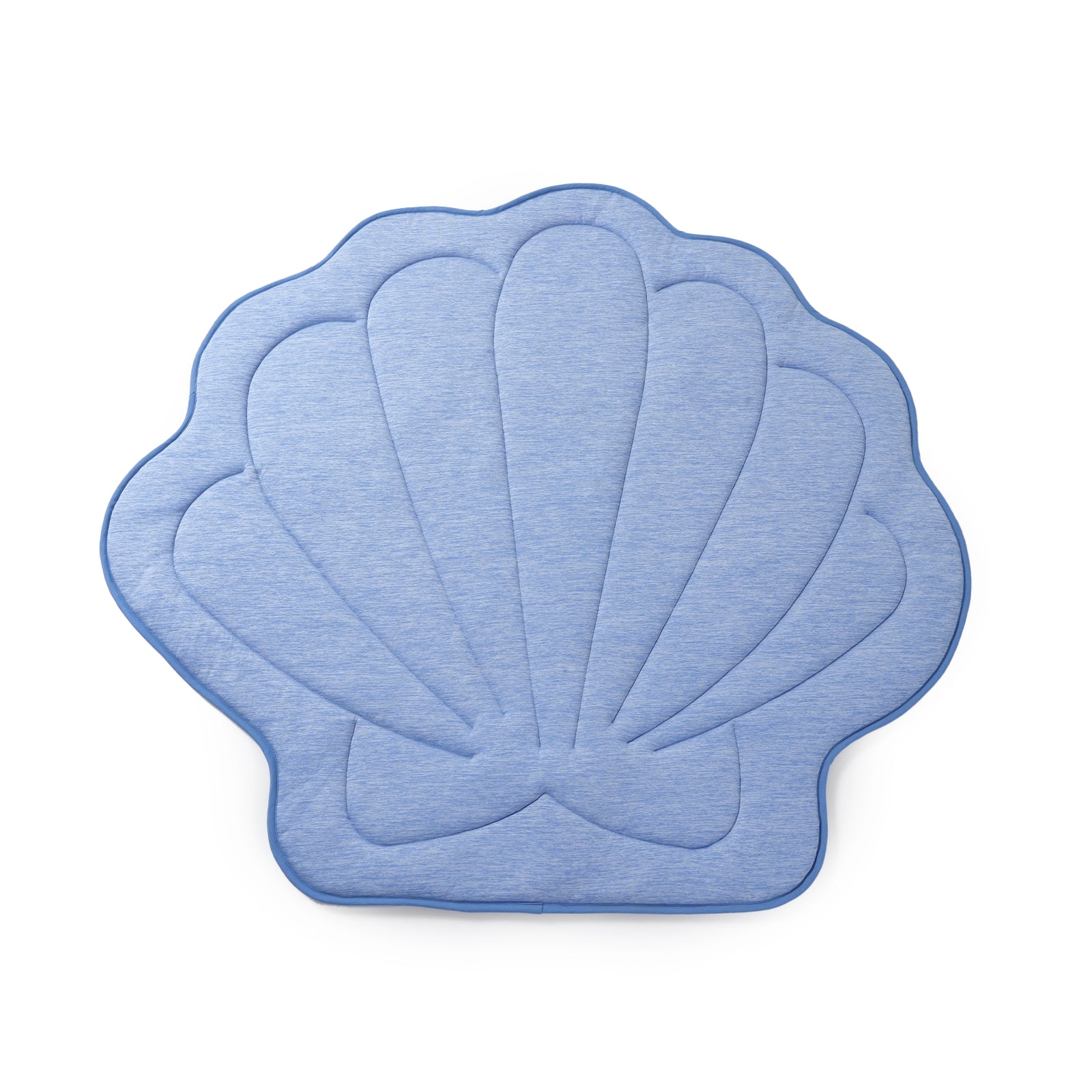 Blue shell-shaped bath mat on a white background#color_Misty Blue