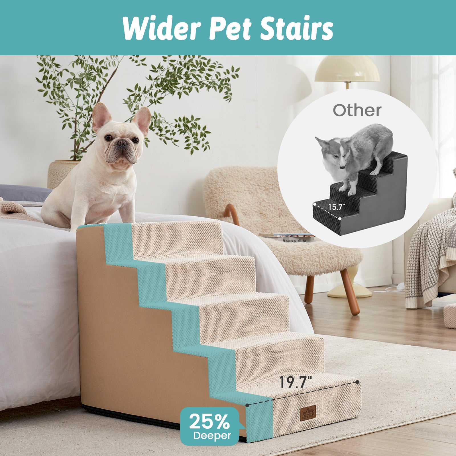 Foldable Foam Pet Stairs Non-Slip Portable | Cozy Bliss