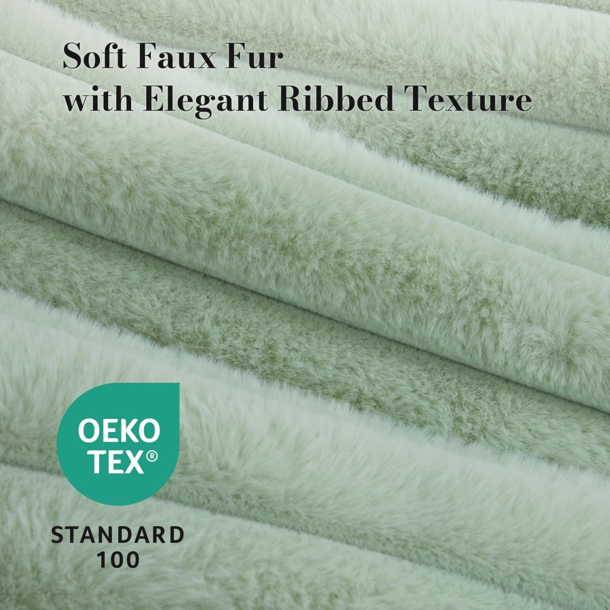 Cozy Bliss striped faux fur backrest reading pillow with portable carry handle and OEKO-TEX certified fabric #color_Sage Green