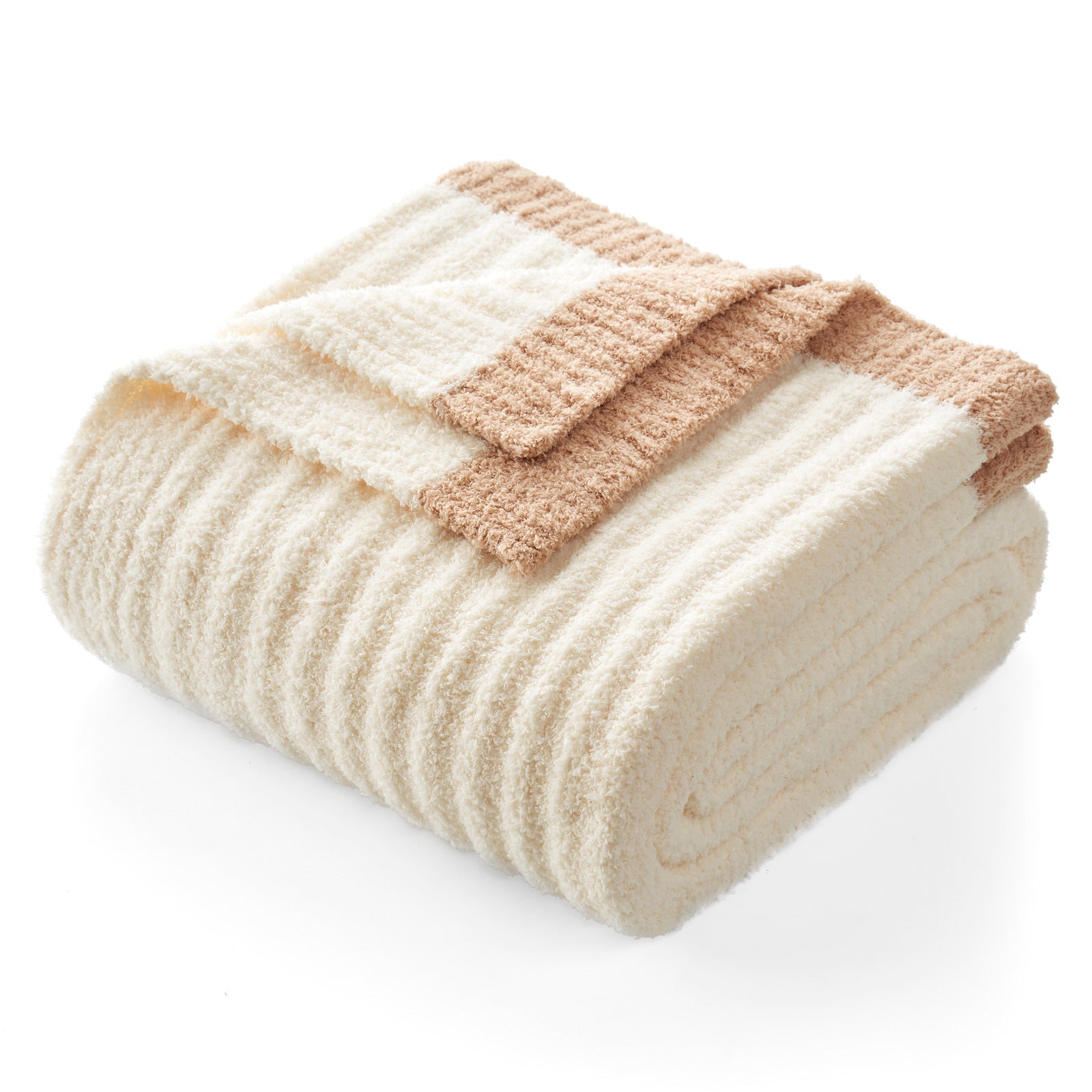 Reversible Soft Ribbed Feather Yarn Throw Blanket