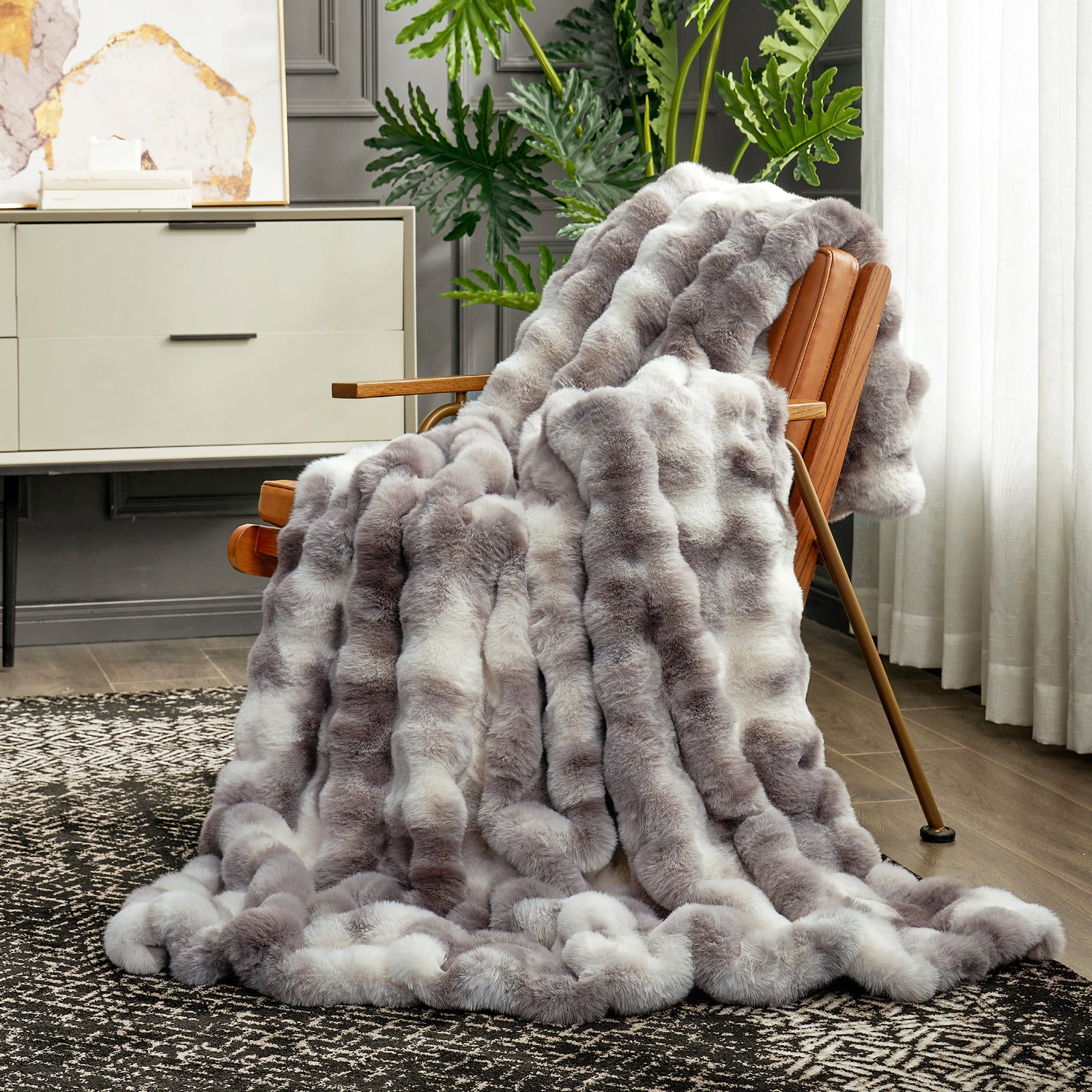 Luxurious Bubble Faux Fur Throw Blanket