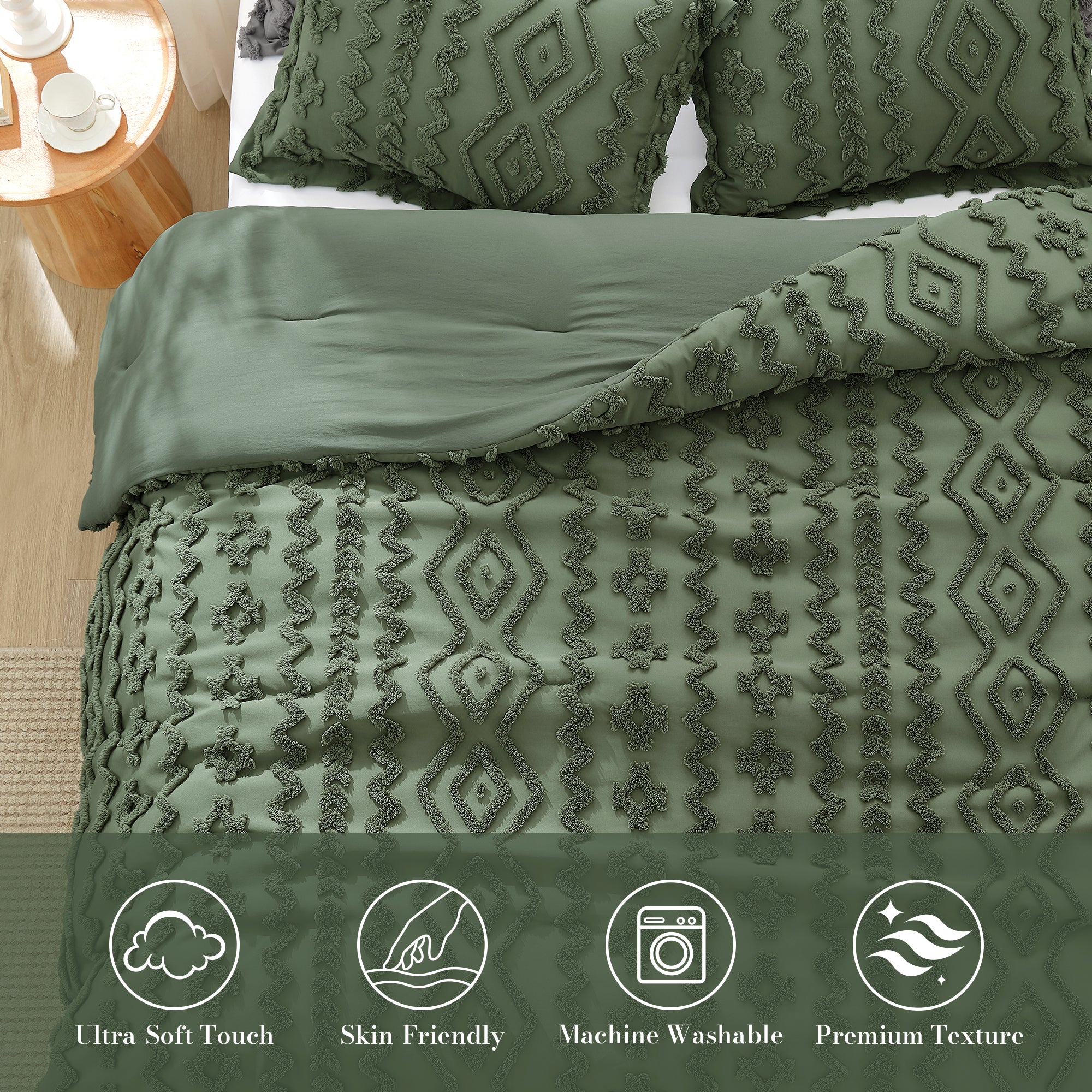 All-Season Faux Tufted Cable Comforter Set