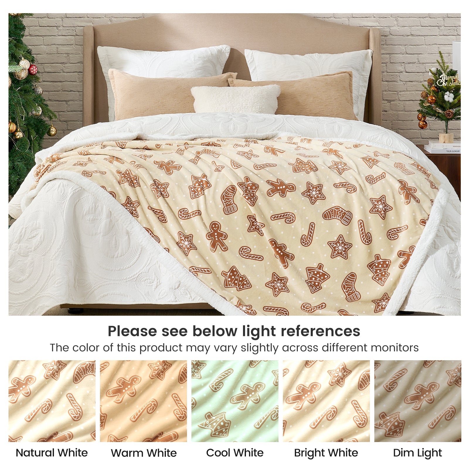Reversible Sherpa Christmas Throw Blanket