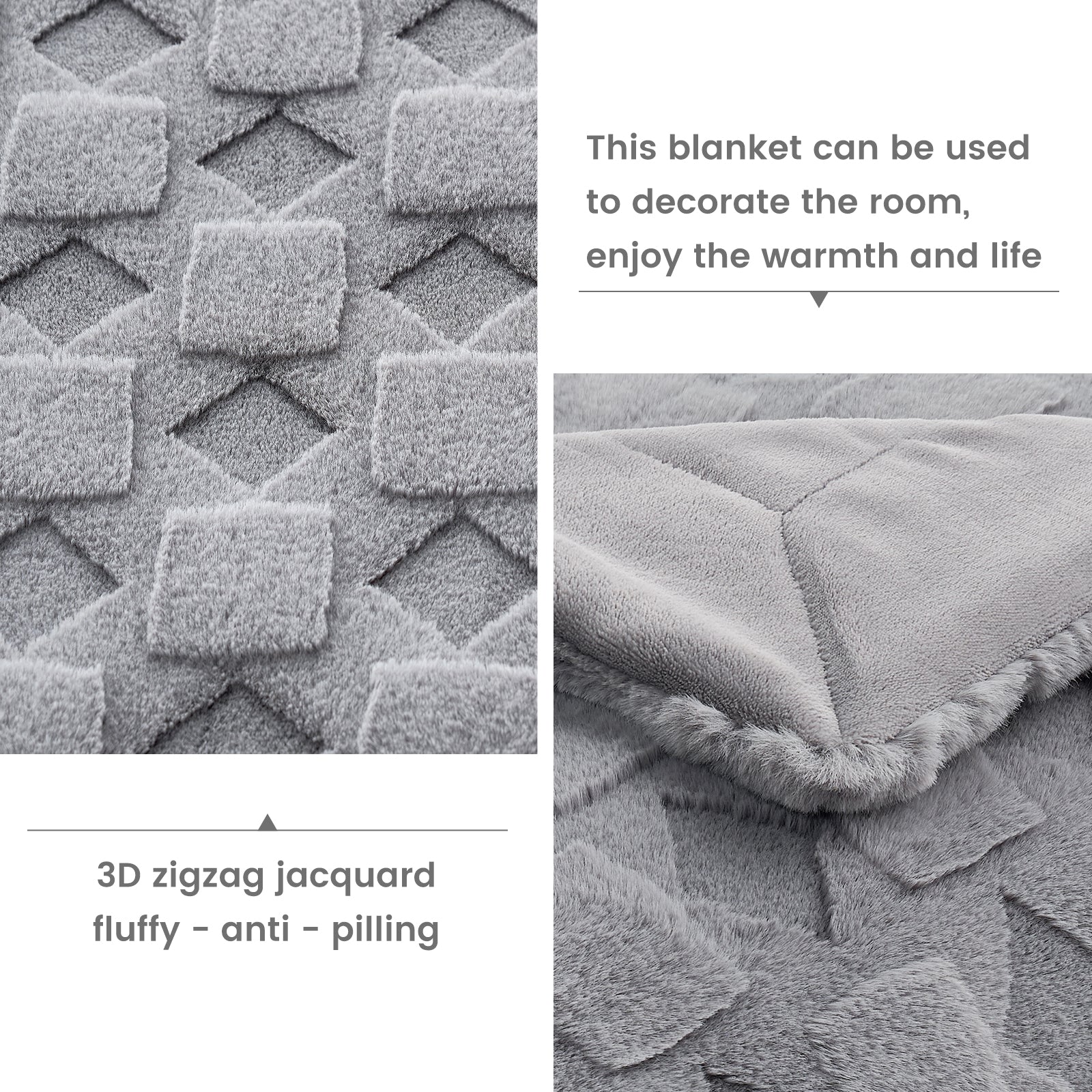 Geom Pattern Faux Fur Throw Blanket