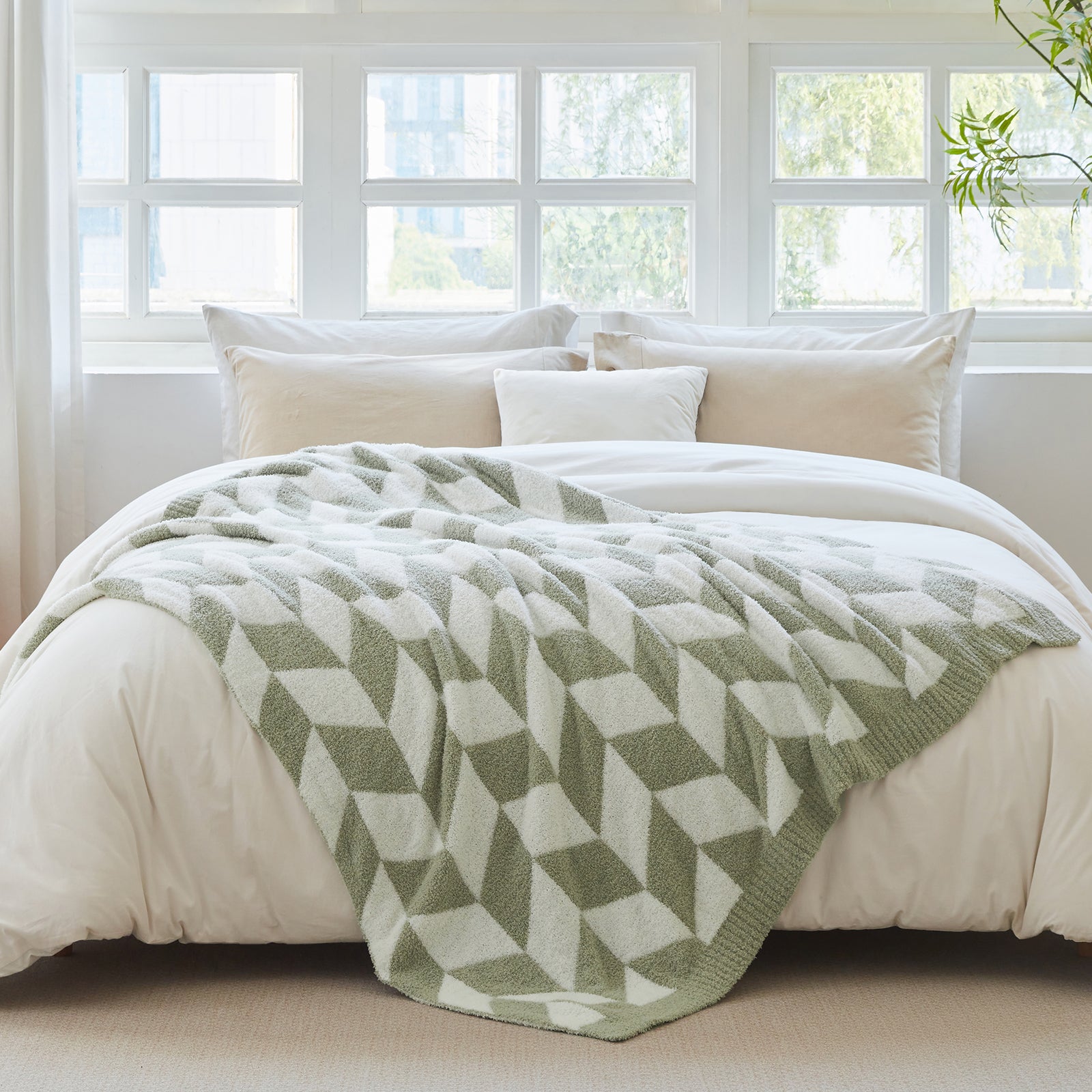 Chevron Feather Yarn Throw Blanket