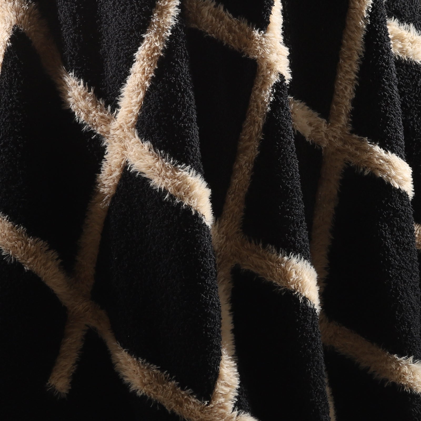 Faux Mink Textured Plaid Knit Throw Blanket